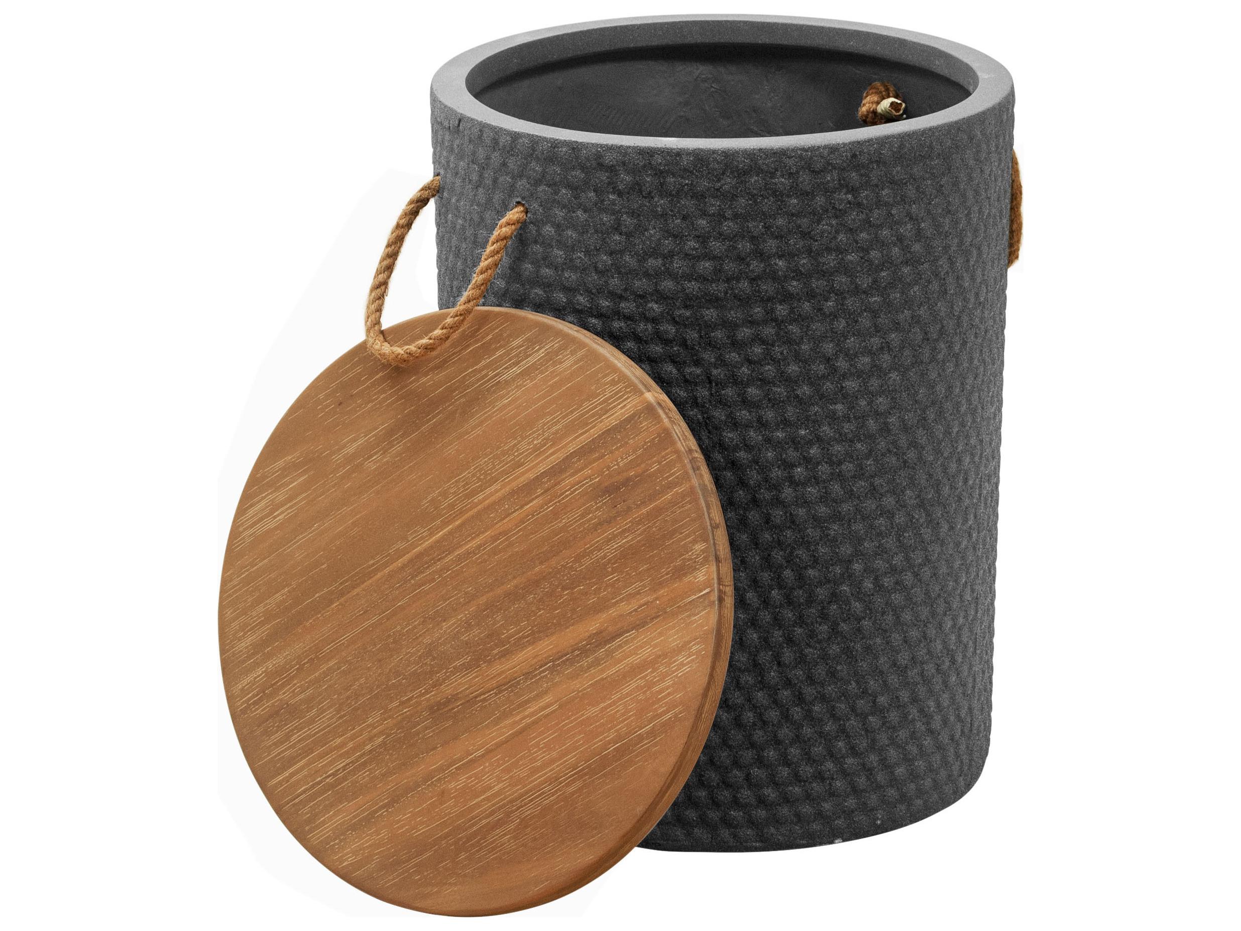 Zuo Outdoor Beban Natural Black Wood Round End Table