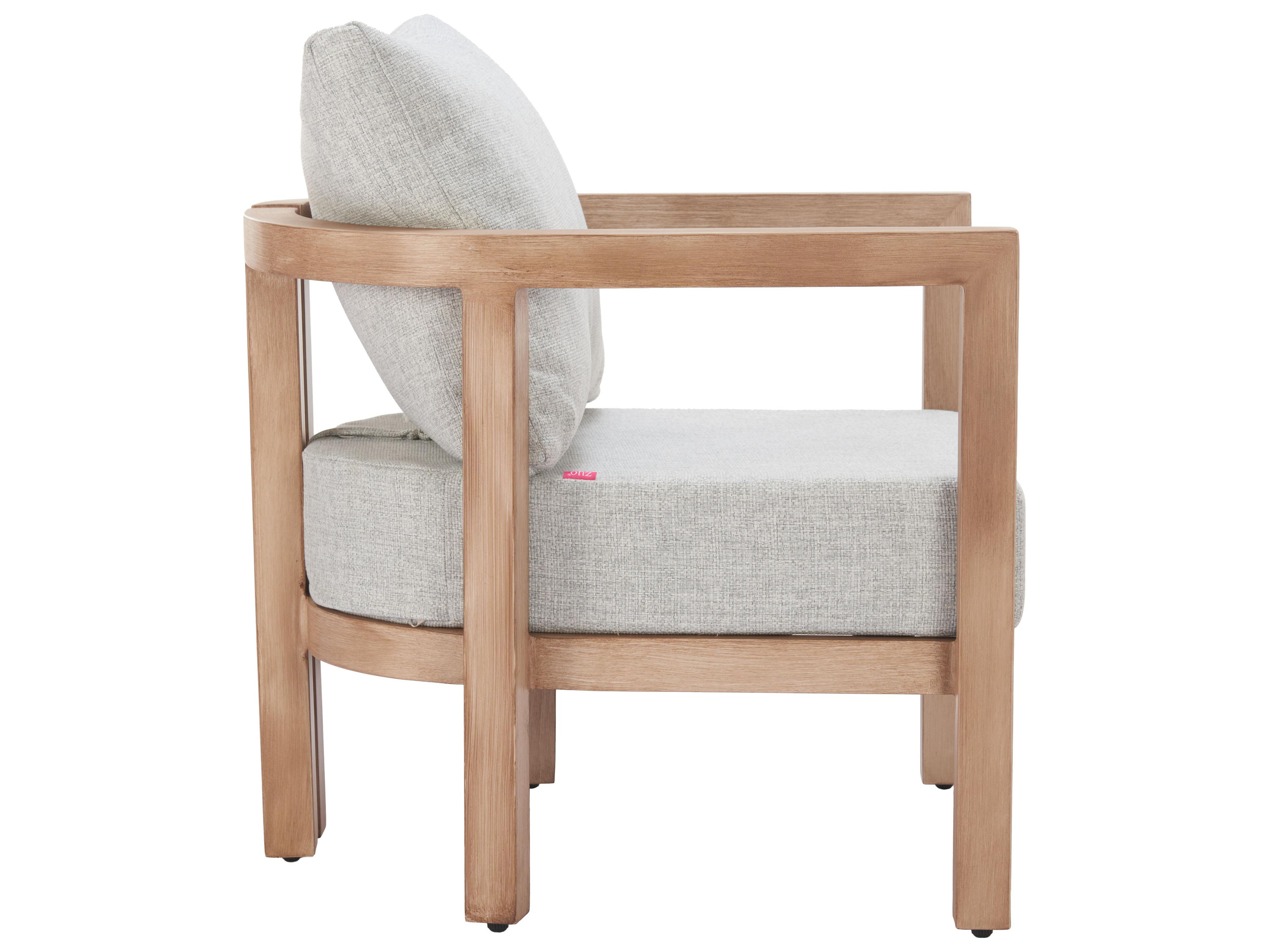 Zuo Outdoor Leto Gray Faux Wood Cushion Lounge Chair