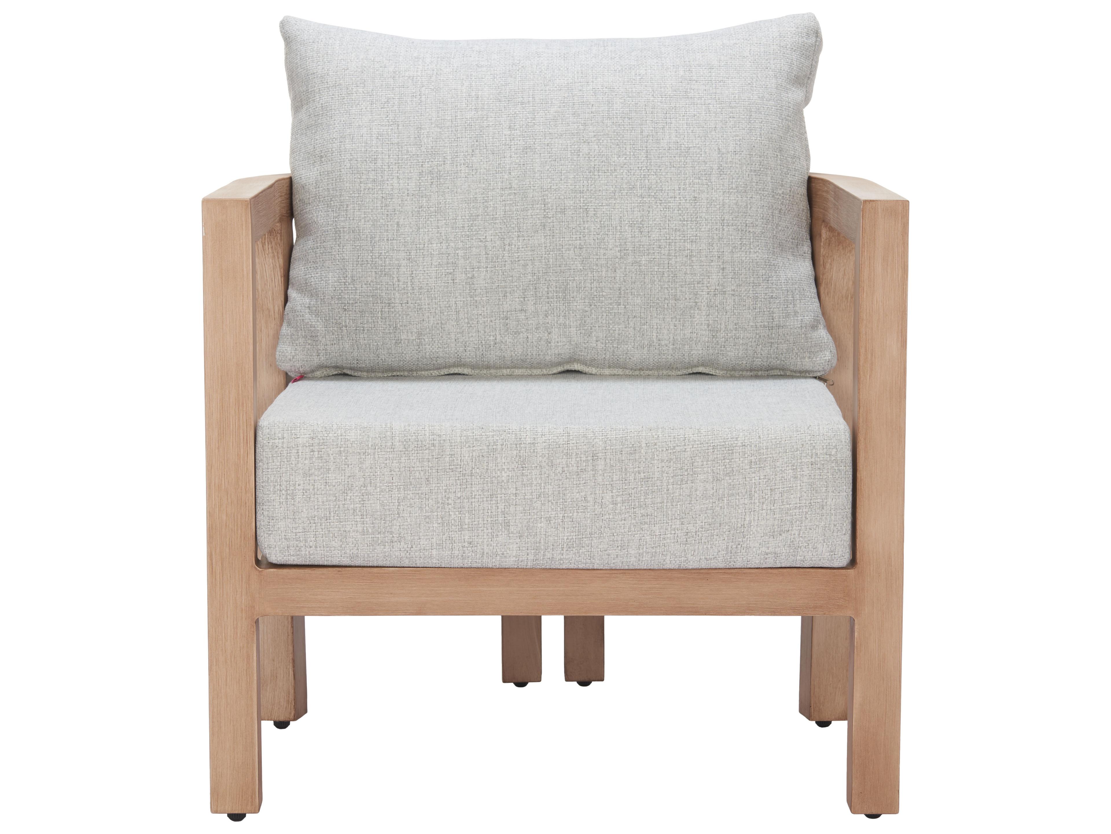 Zuo Outdoor Leto Gray Faux Wood Cushion Lounge Chair