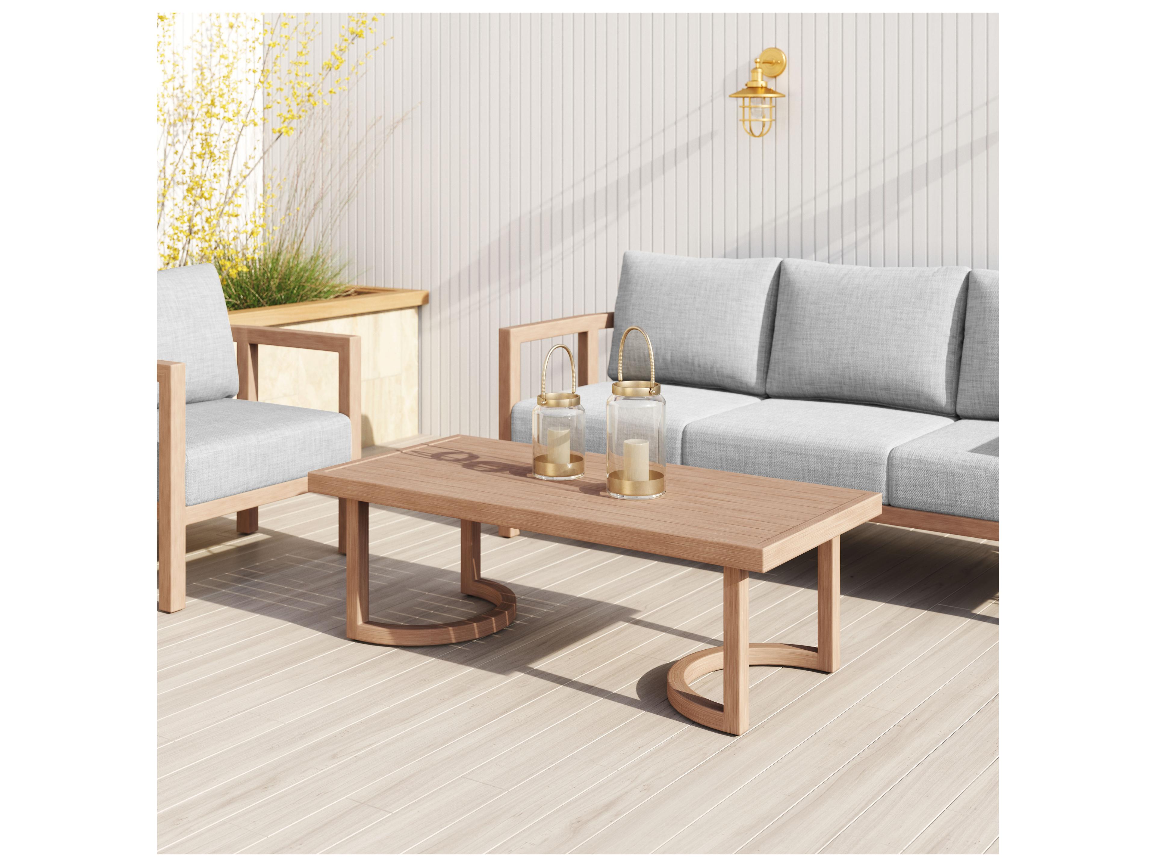 Zuo Outdoor Leto Brown Aluminum Rectangular Coffee Table