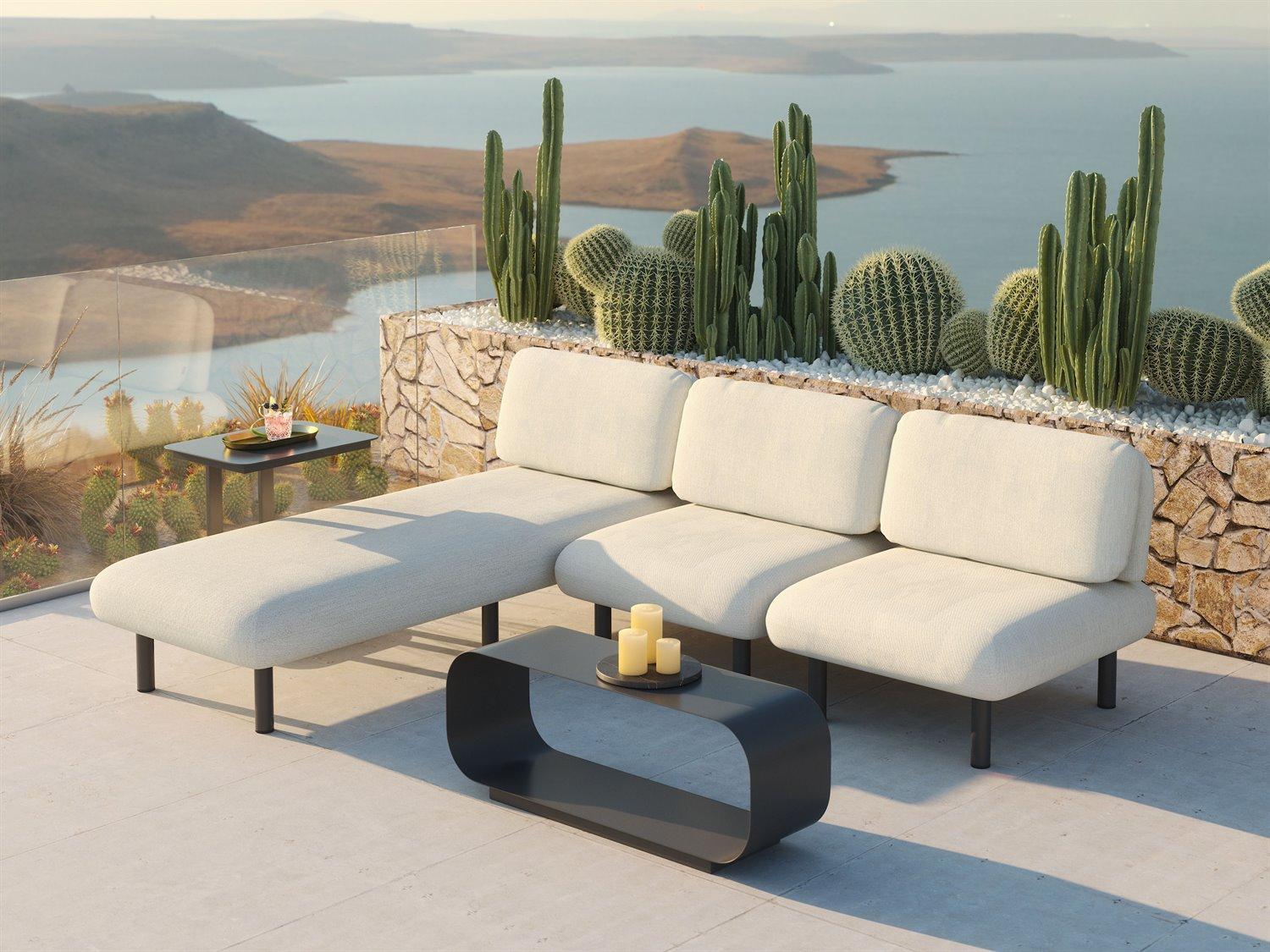 Zuo Outdoor Aperto Beige Aluminum Cushion Lounge Chair