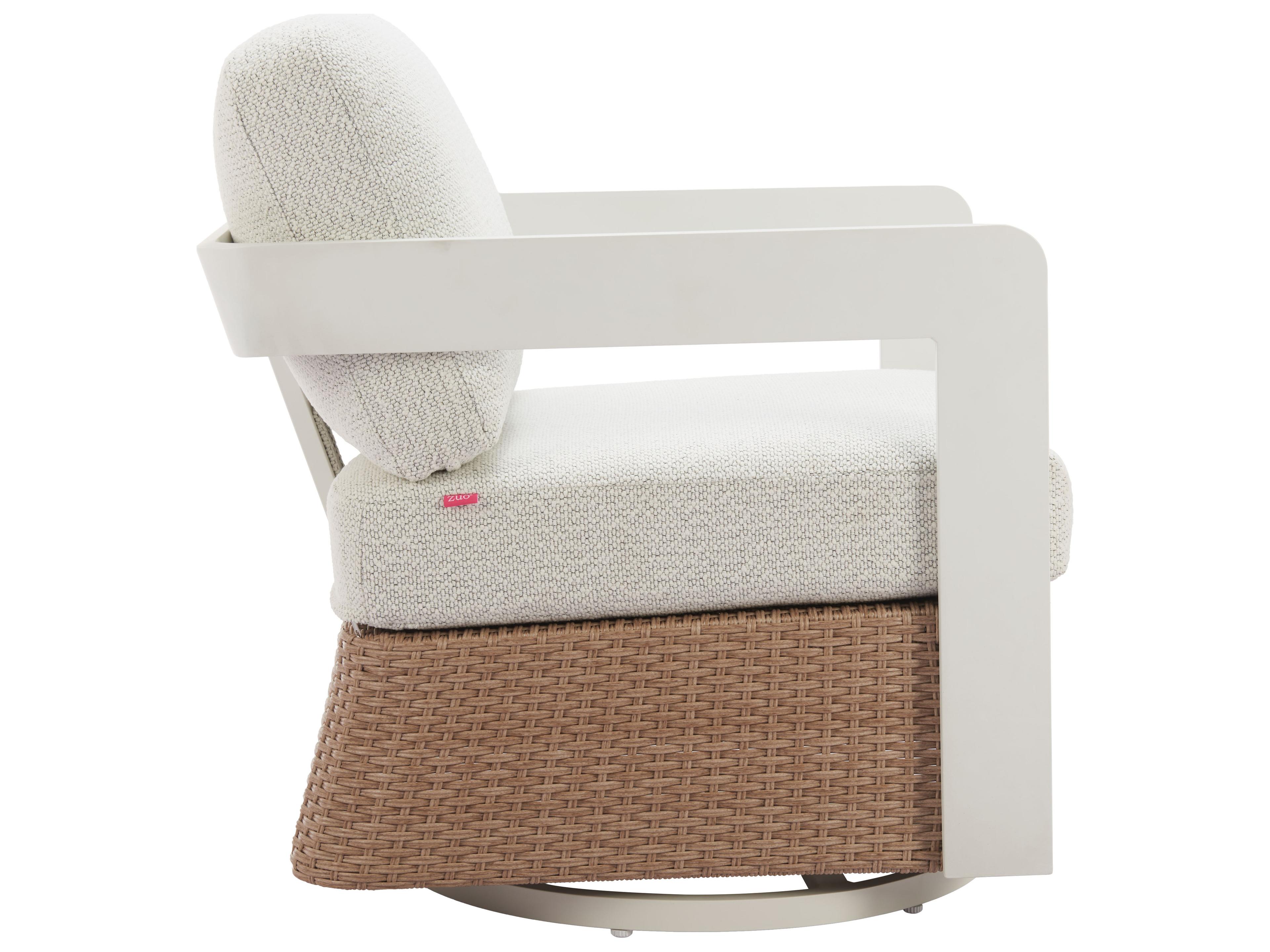 Zuo Outdoor Gelo White Brown Aluminum Cushion Lounge Chair
