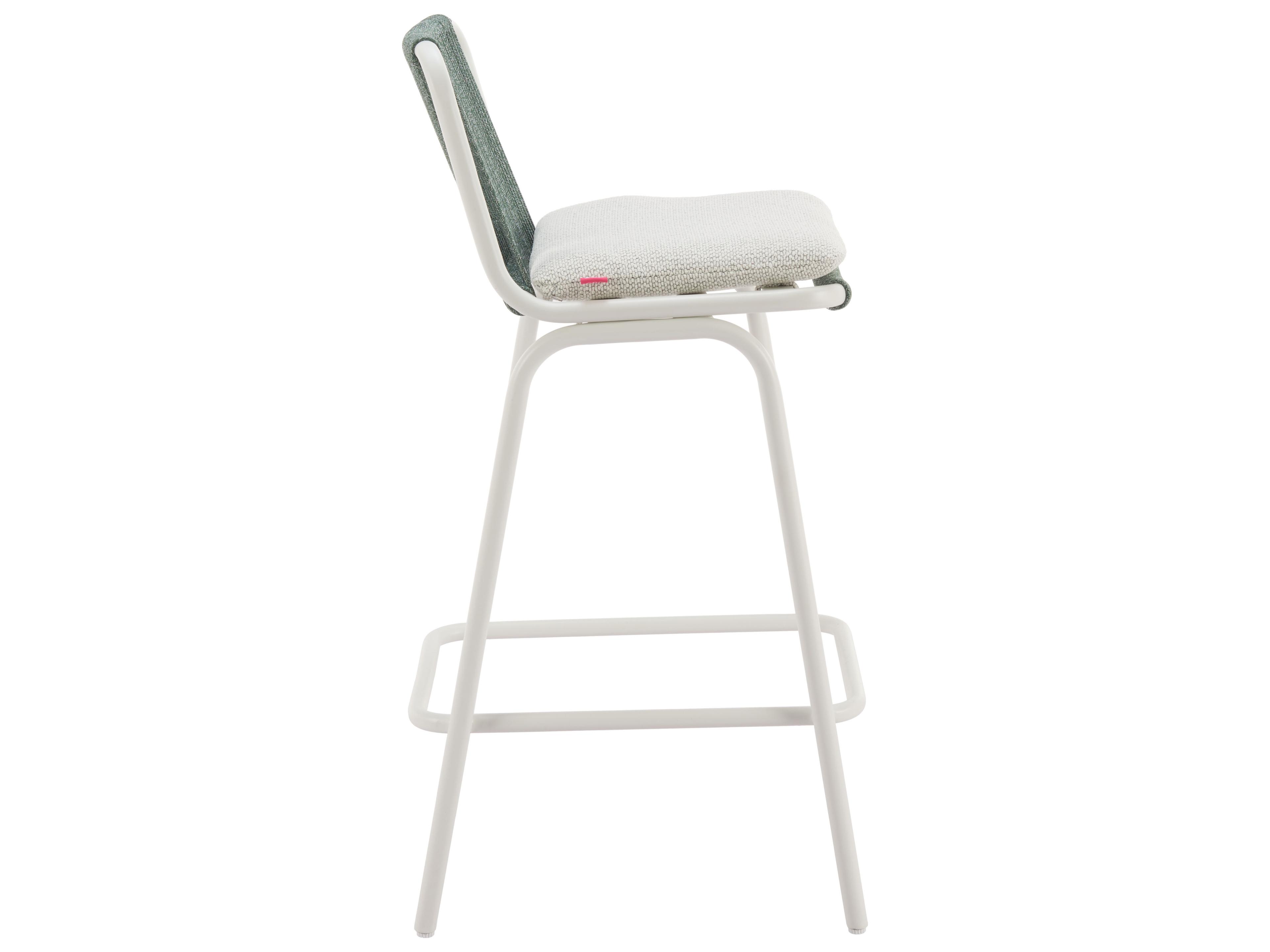 Zuo Outdoor Luft White Green Aluminum Cushion Bar Stool, Set of 2