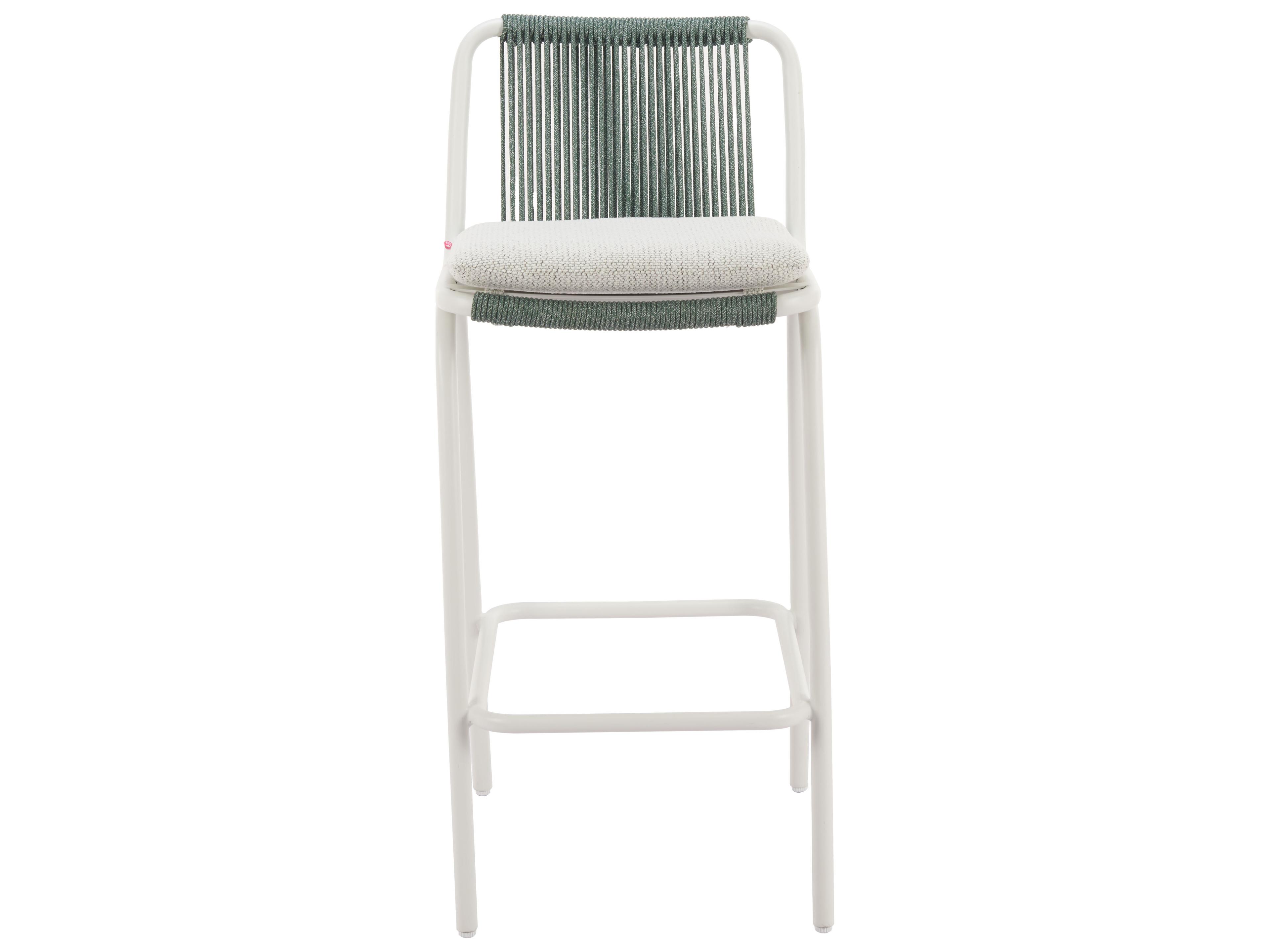 Zuo Outdoor Luft White Green Aluminum Cushion Bar Stool, Set of 2