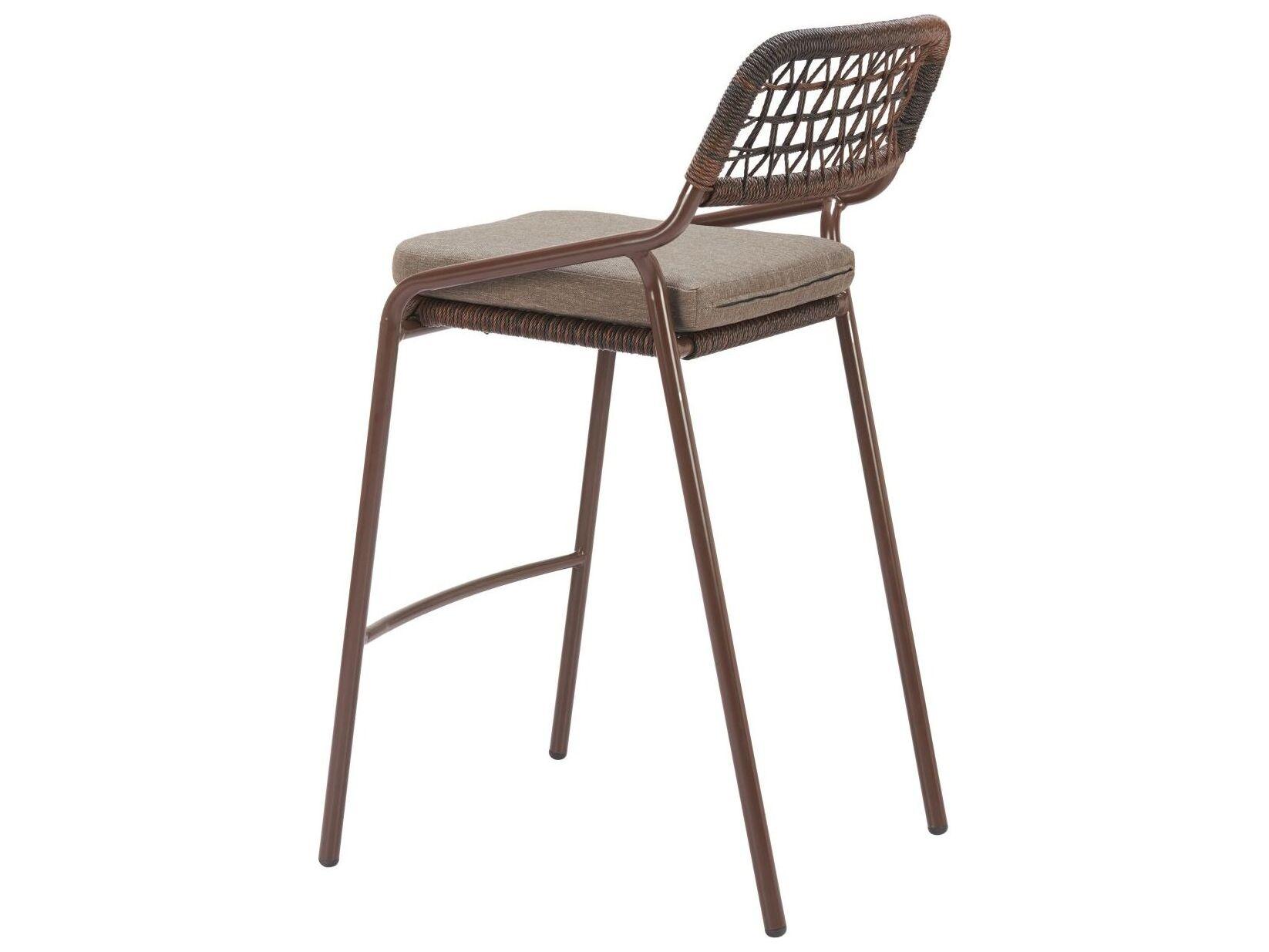 Zuo Outdoor Rio Brown Steel Cushion Bar Stool