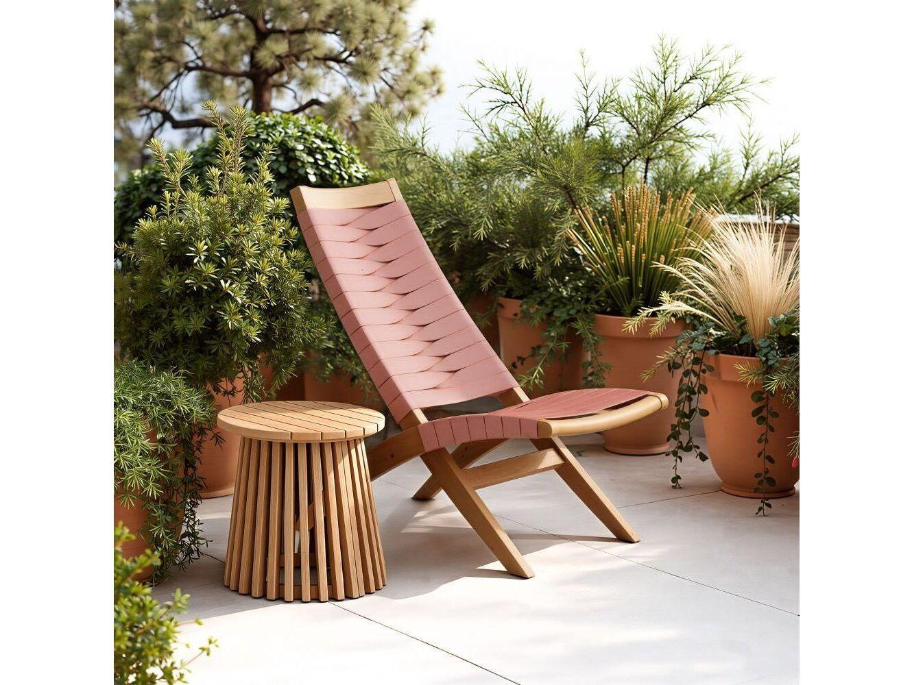 Zuo Outdoor Zahara Natural Wood Round End Table