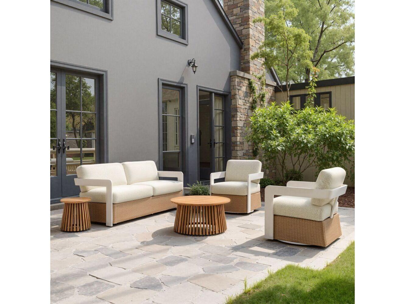 Zuo Outdoor Zahara Natural Wood Round Coffee Table