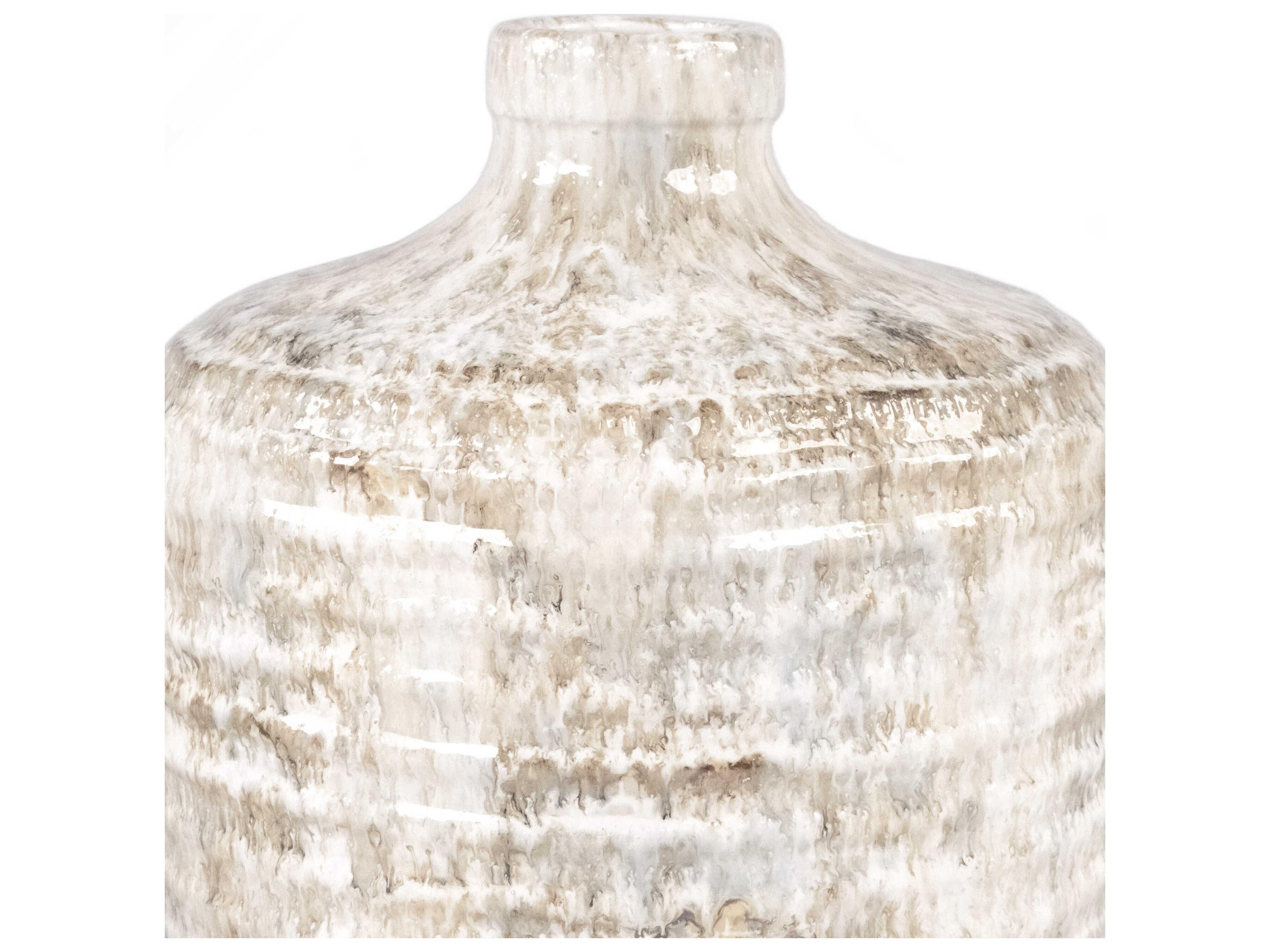 Zentique Distressed White And Taupe Vase