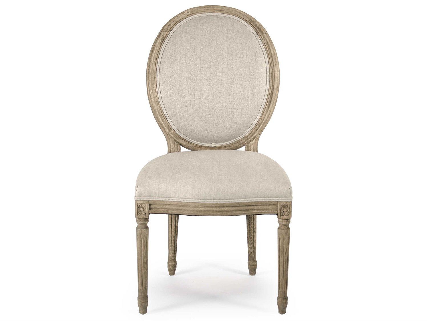 Zentique Medallion Oak Wood Brown Upholstered Side Dining Chair