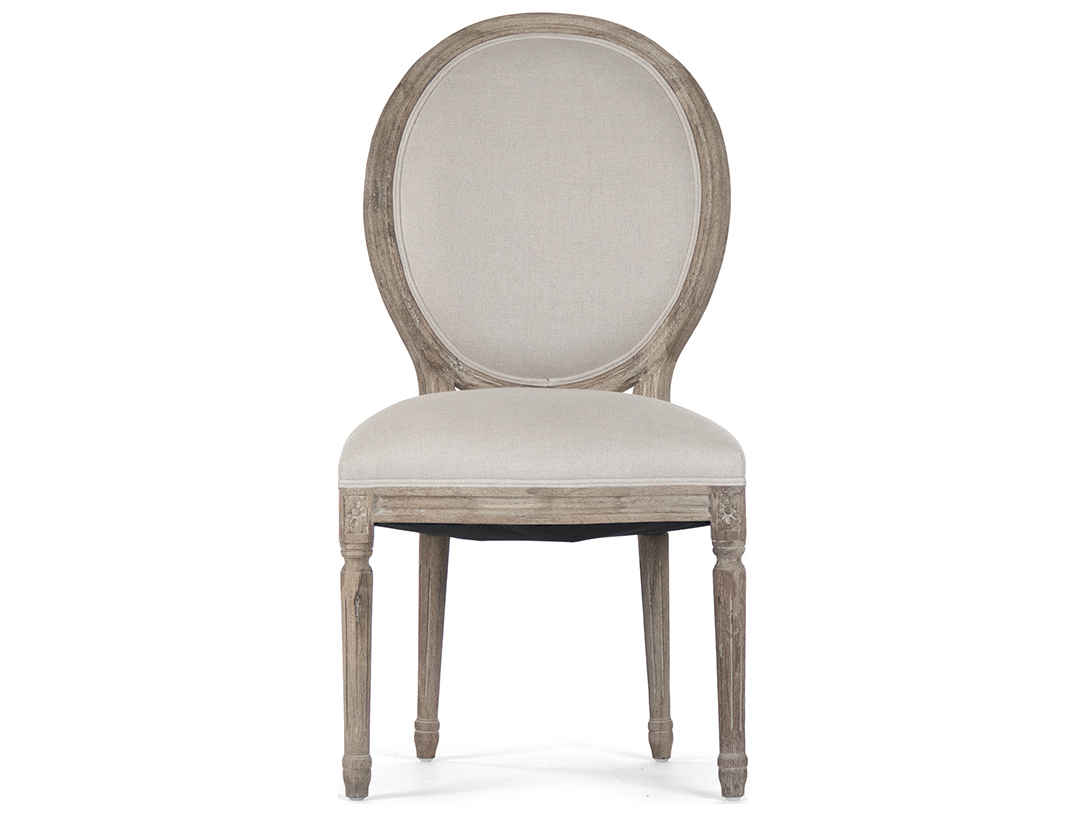 Zentique Medallion Oak Wood Gray Upholstered Side Dining Chair