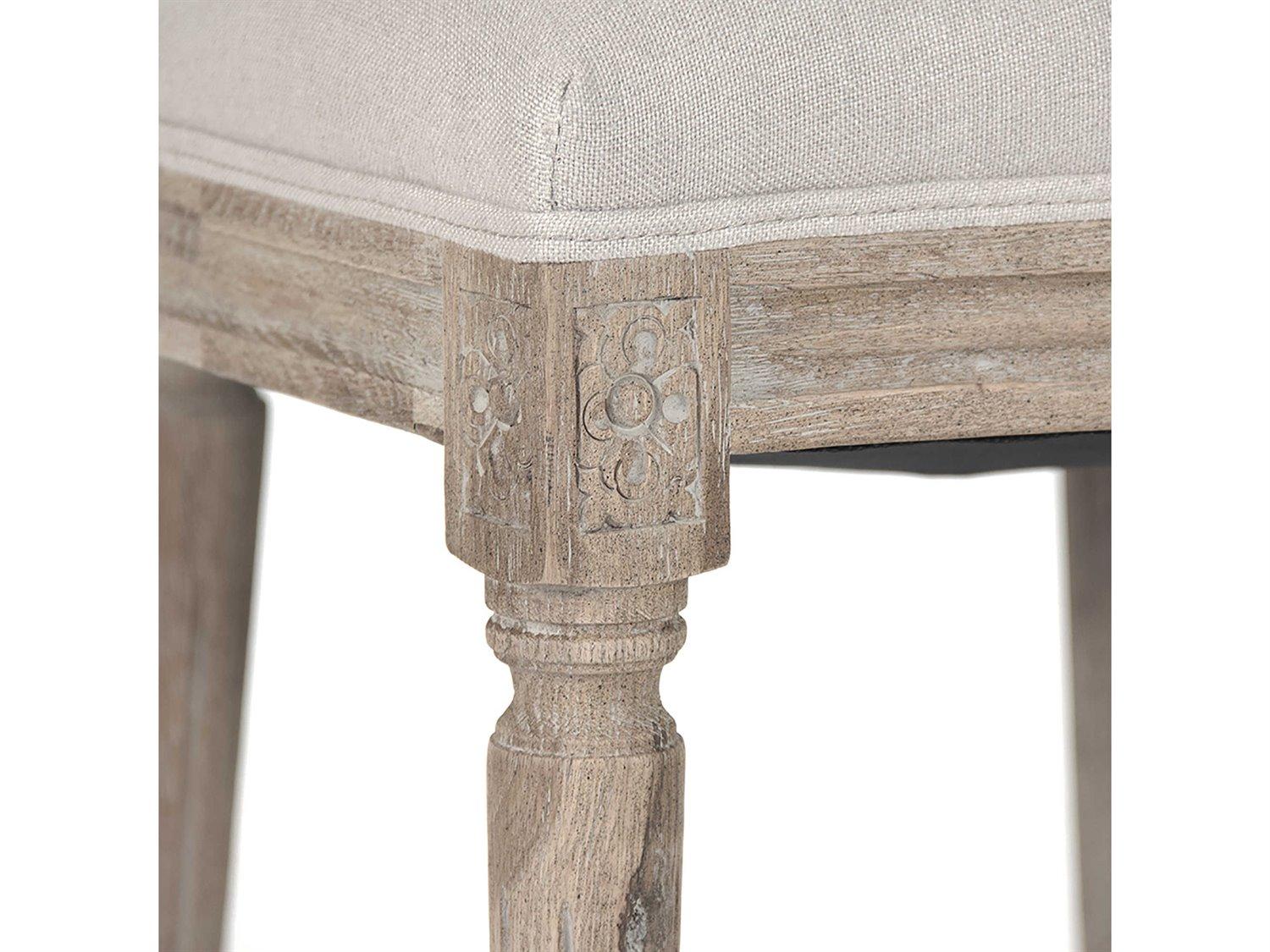 Zentique Medallion Oak Wood Gray Upholstered Side Dining Chair