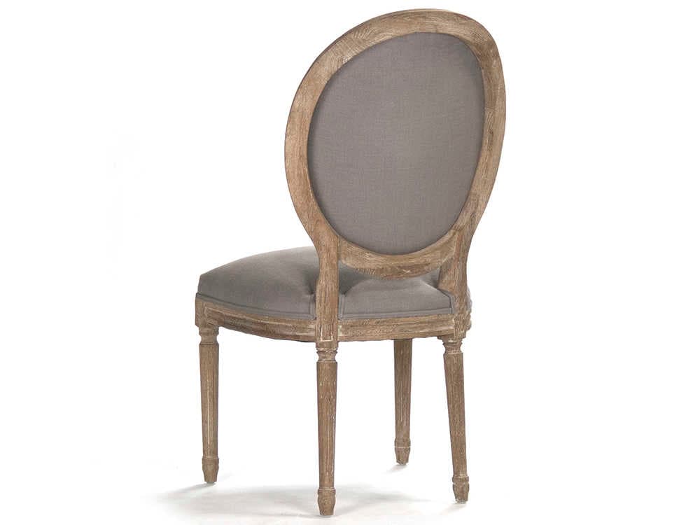 Zentique Medallion Oak Wood Gray Upholstered Side Dining Chair