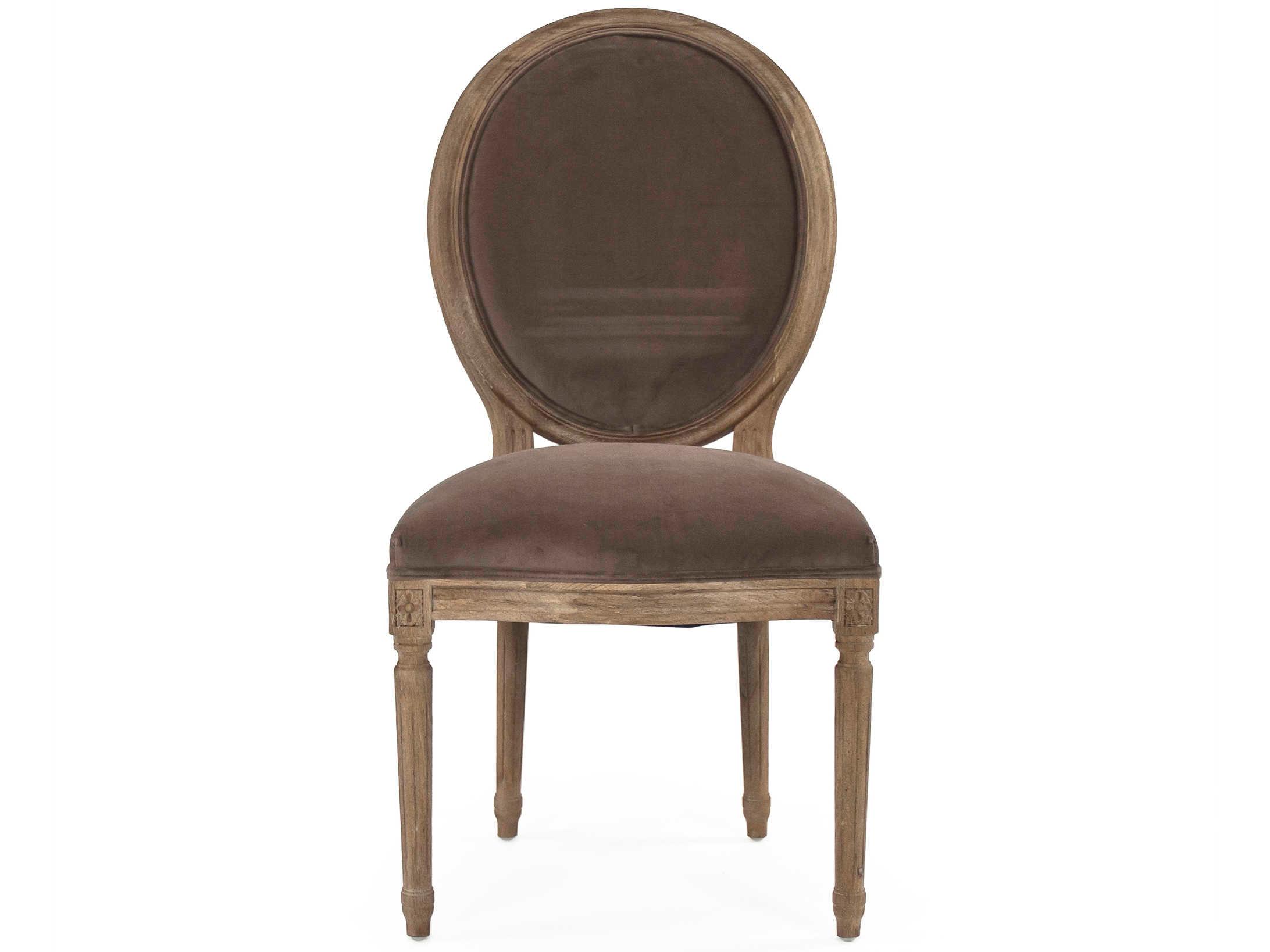 Zentique Medallion Oak Wood Brown Upholstered Side Dining Chair