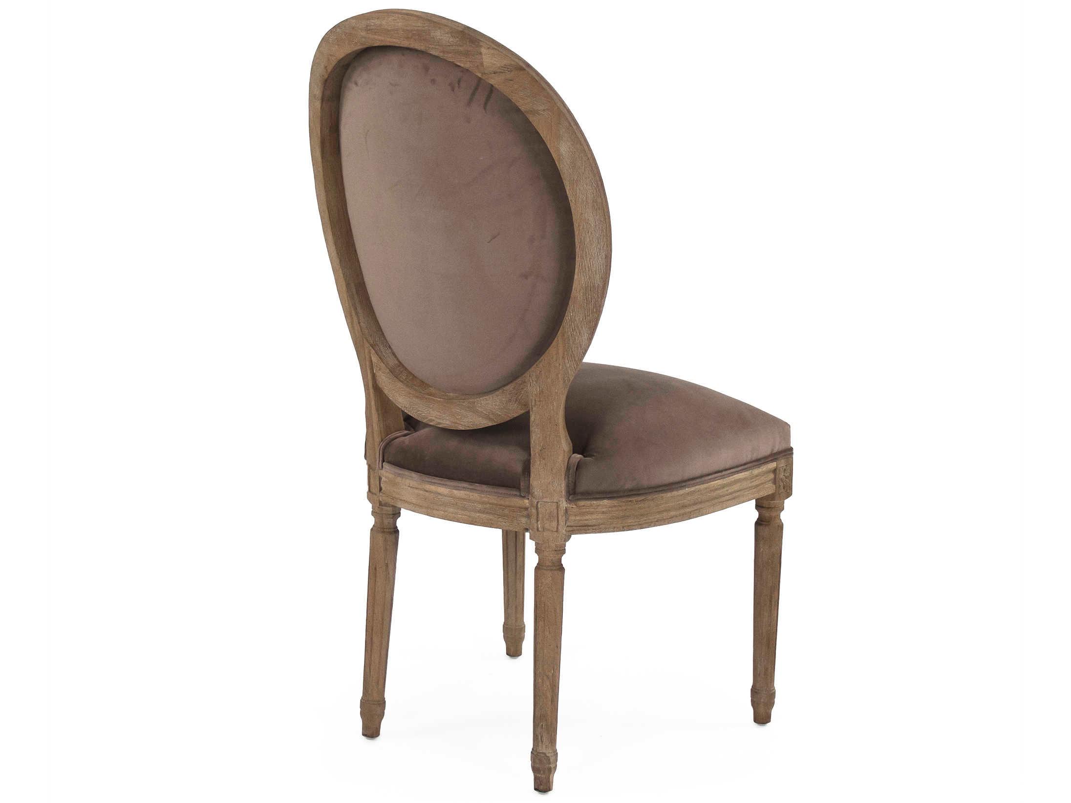 Zentique Medallion Oak Wood Brown Upholstered Side Dining Chair