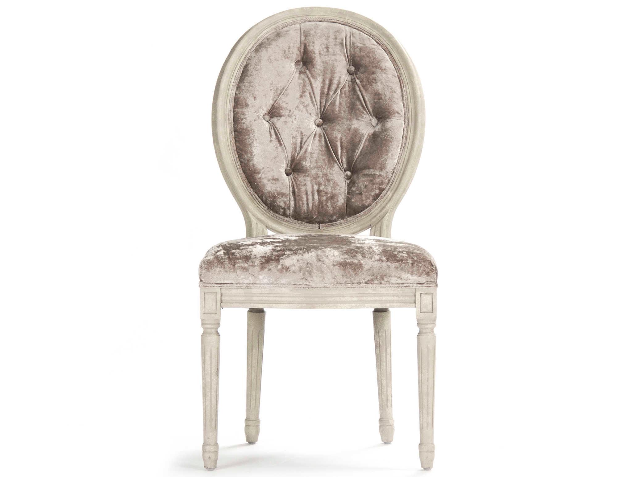 Zentique Medallion Oak Wood Gray Upholstered Side Dining Chair