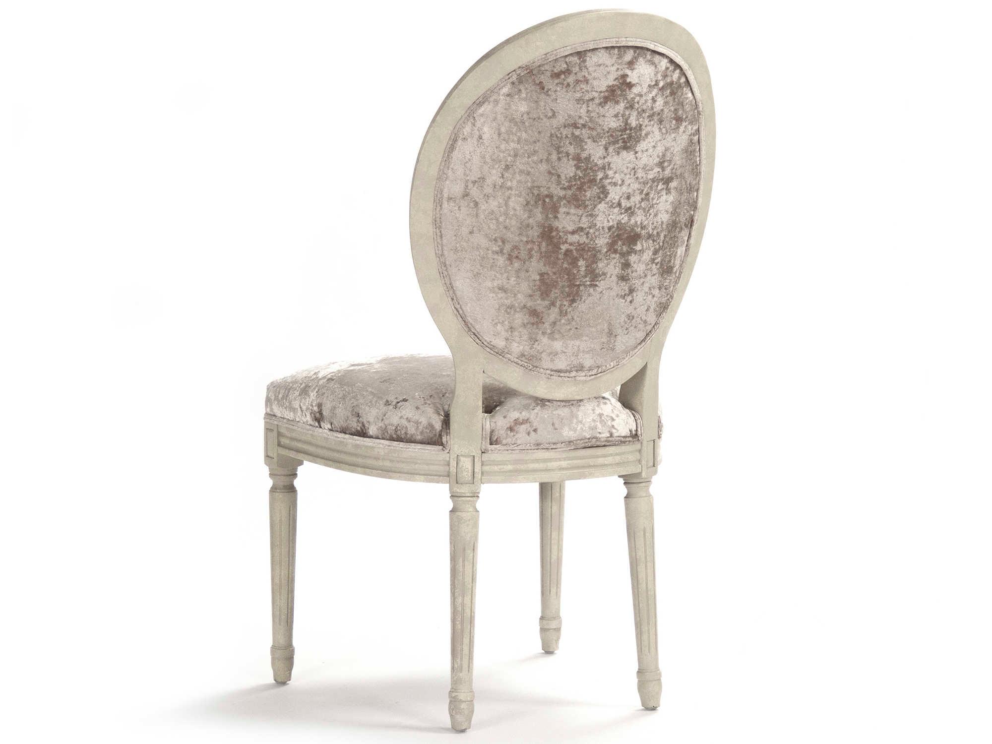 Zentique Medallion Oak Wood Gray Upholstered Side Dining Chair