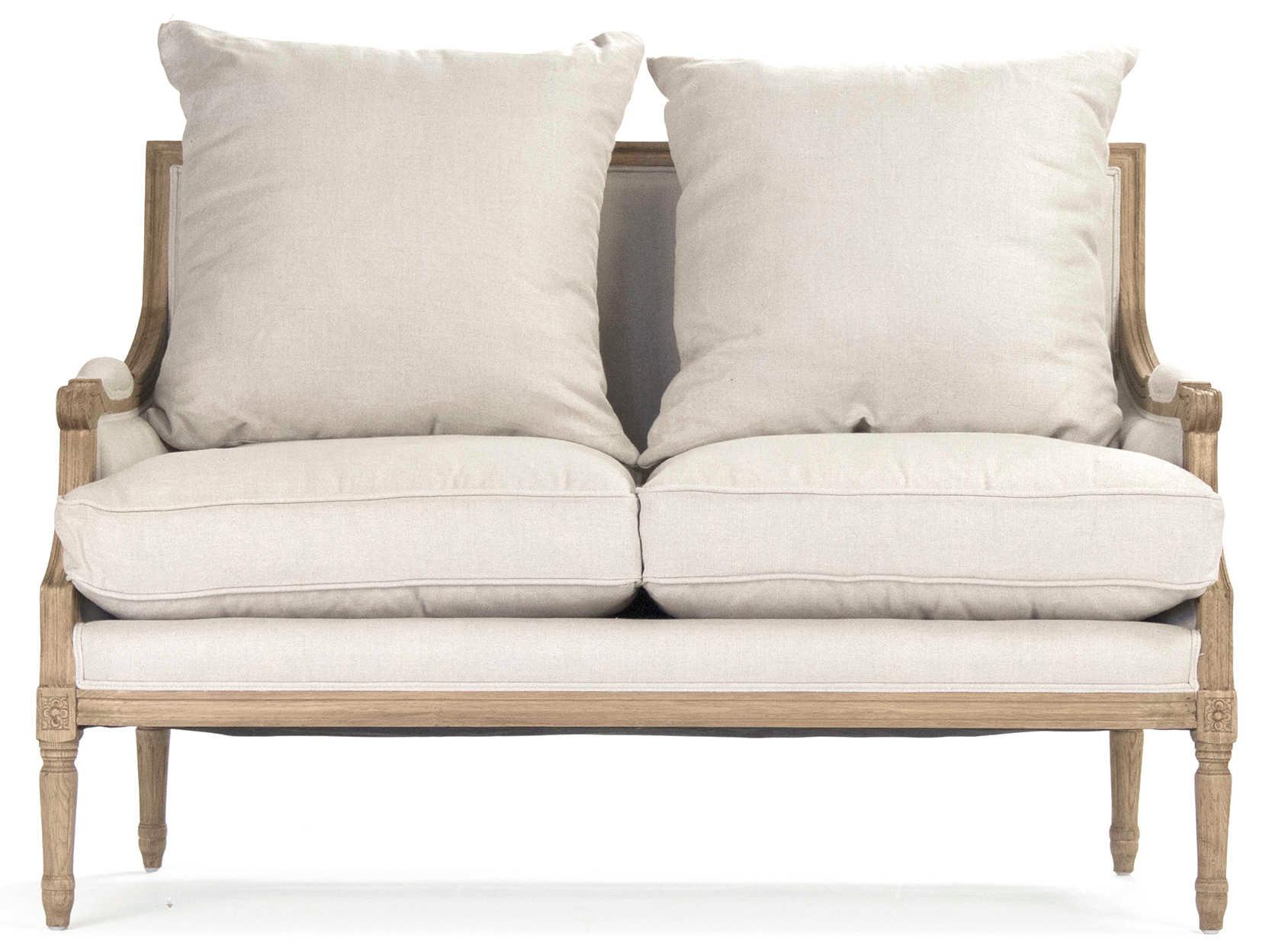 Zentique Louis White Fabric Chair and a Half