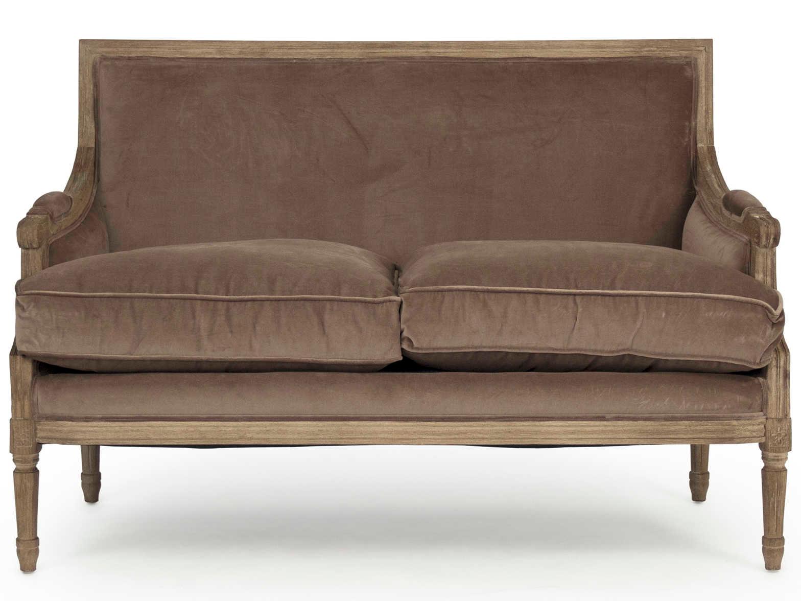 Zentique Louis Brown Fabric Chair and a Half