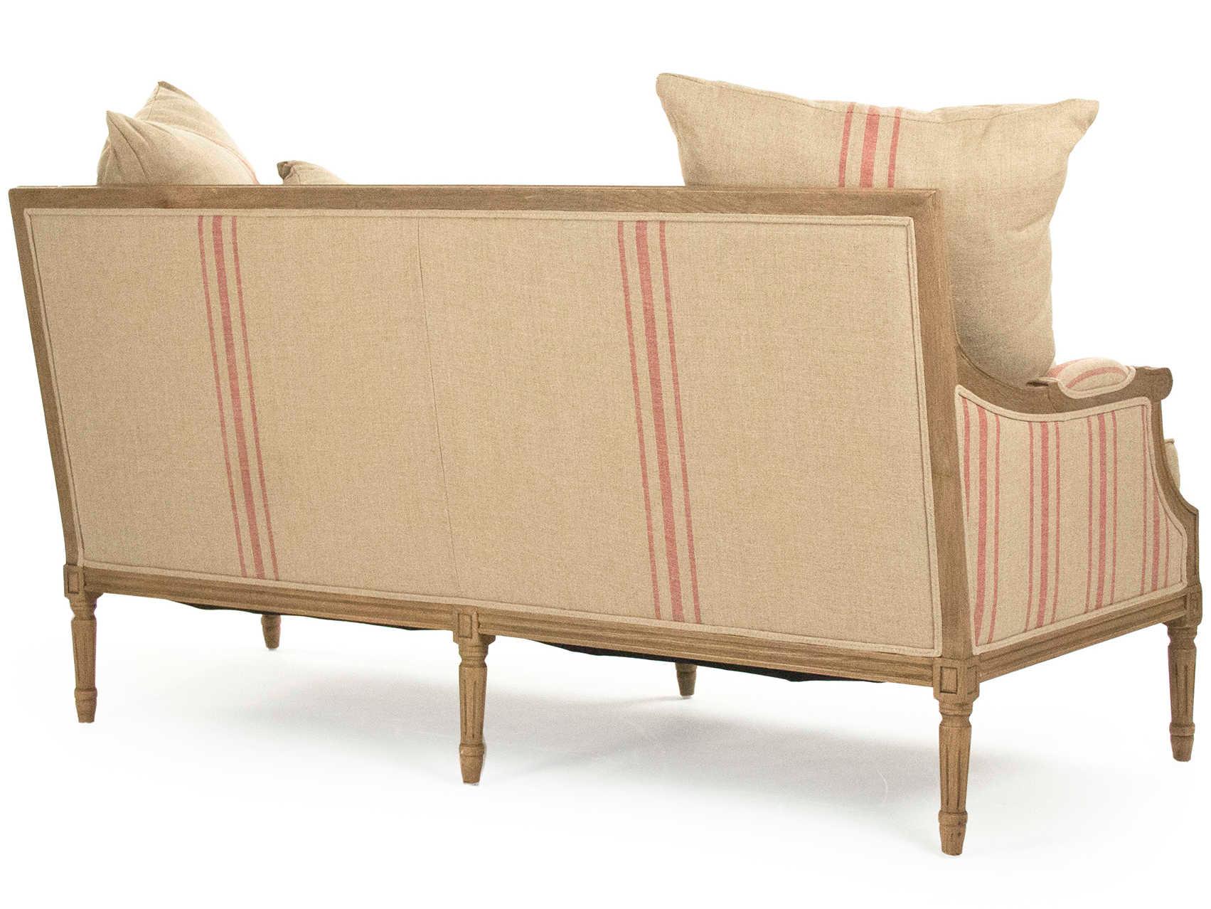 Zentique Louis English Khaki Red Stripe Brown Upholstered Loveseat