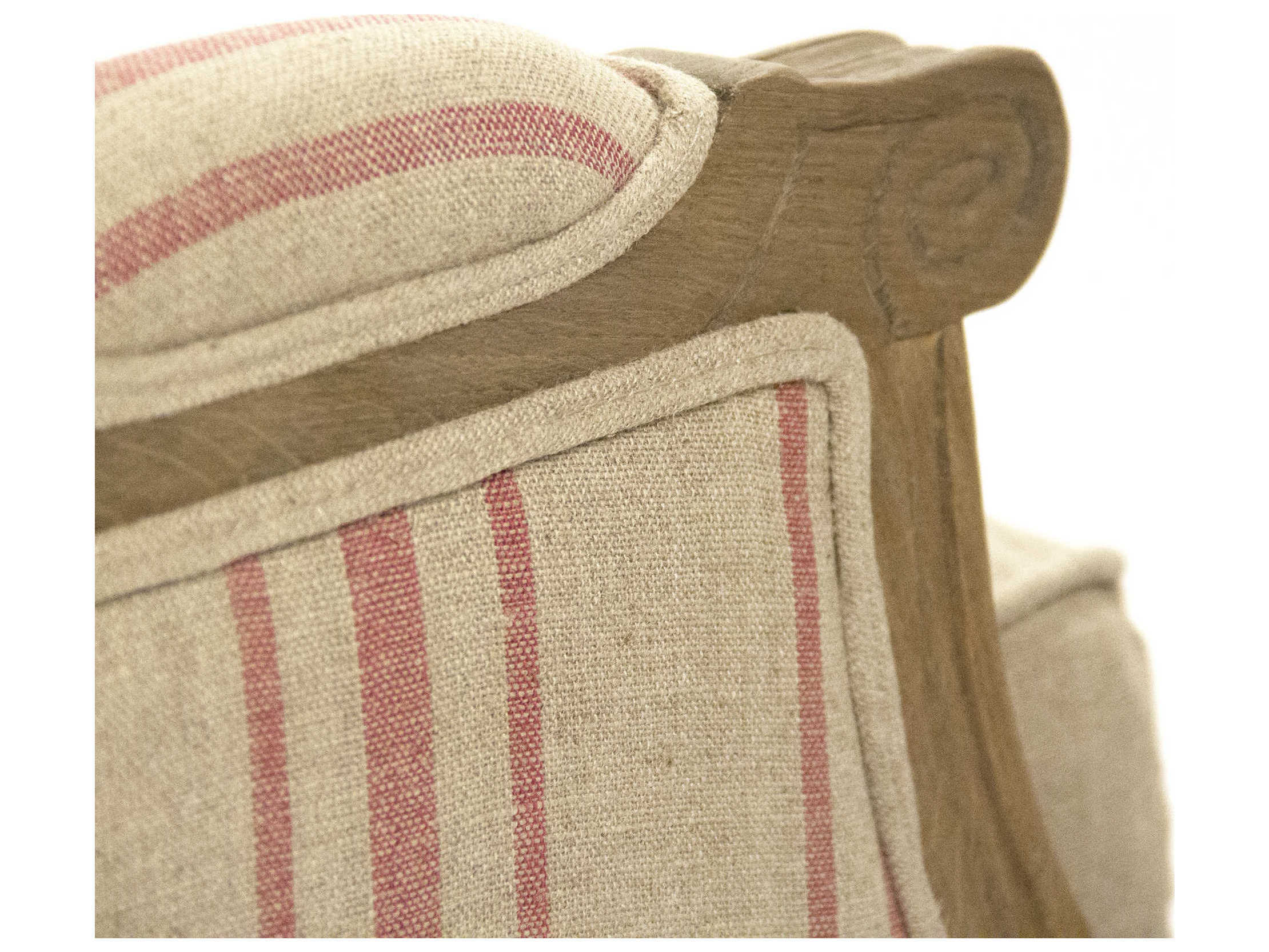 Zentique Louis English Khaki Red Stripe Brown Upholstered Loveseat