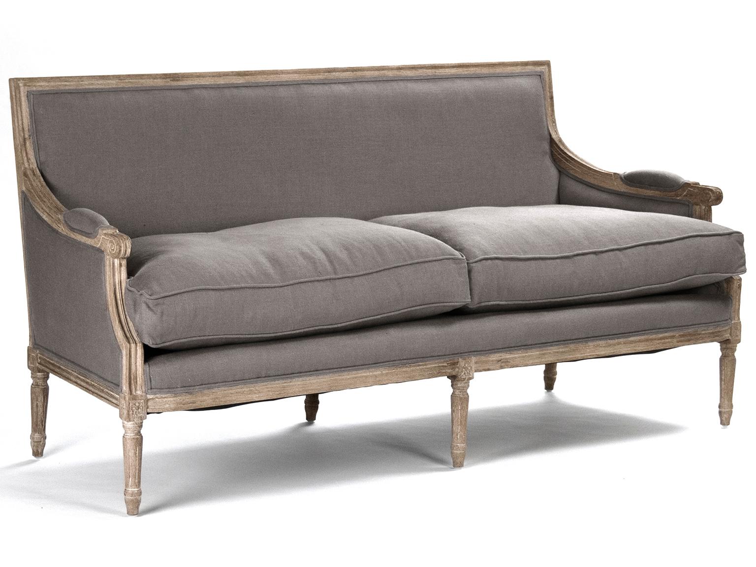 Zentique Louis Grey Linen Upholstered Loveseat