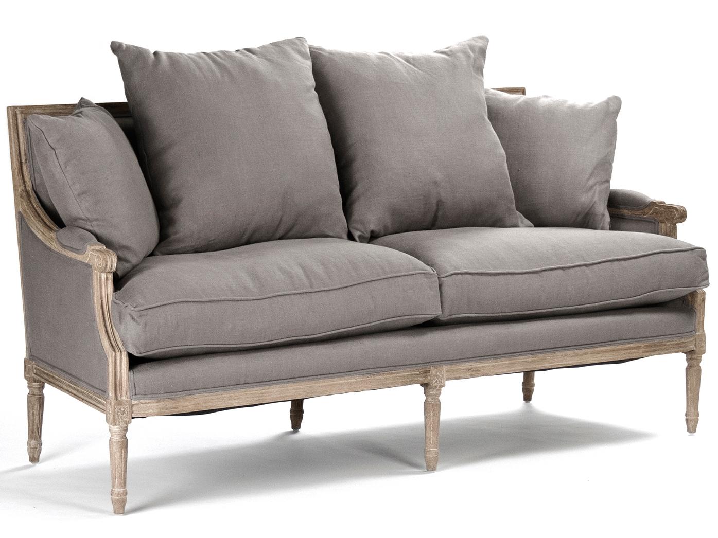 Zentique Louis Grey Linen Upholstered Loveseat