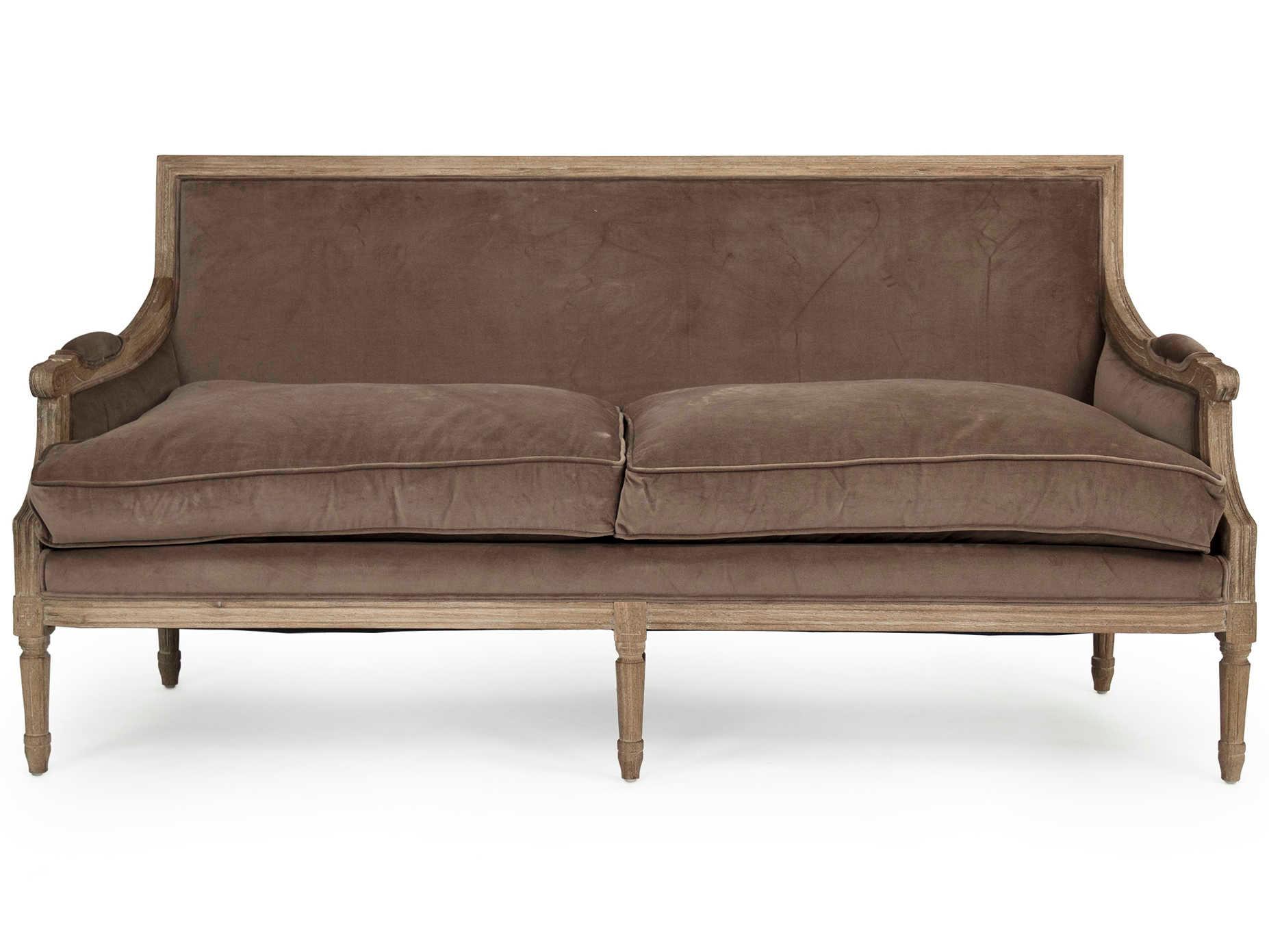 Zentique Louis Brown Velvet Upholstered Loveseat