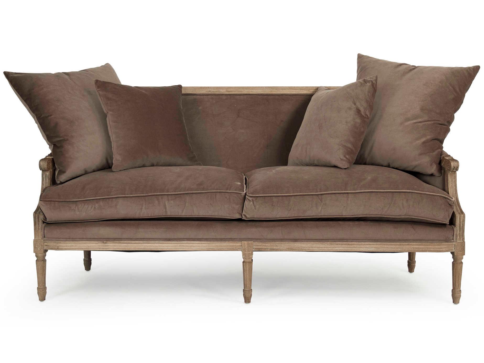 Zentique Louis Brown Velvet Upholstered Loveseat