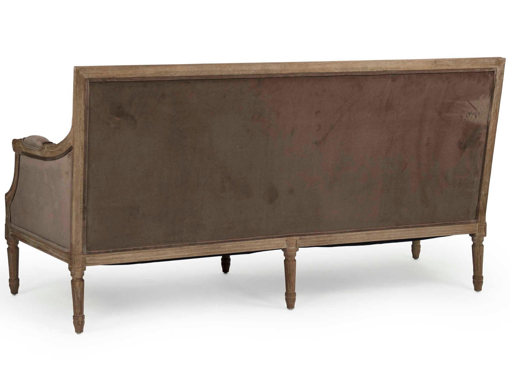 Zentique Louis Brown Velvet Upholstered Loveseat