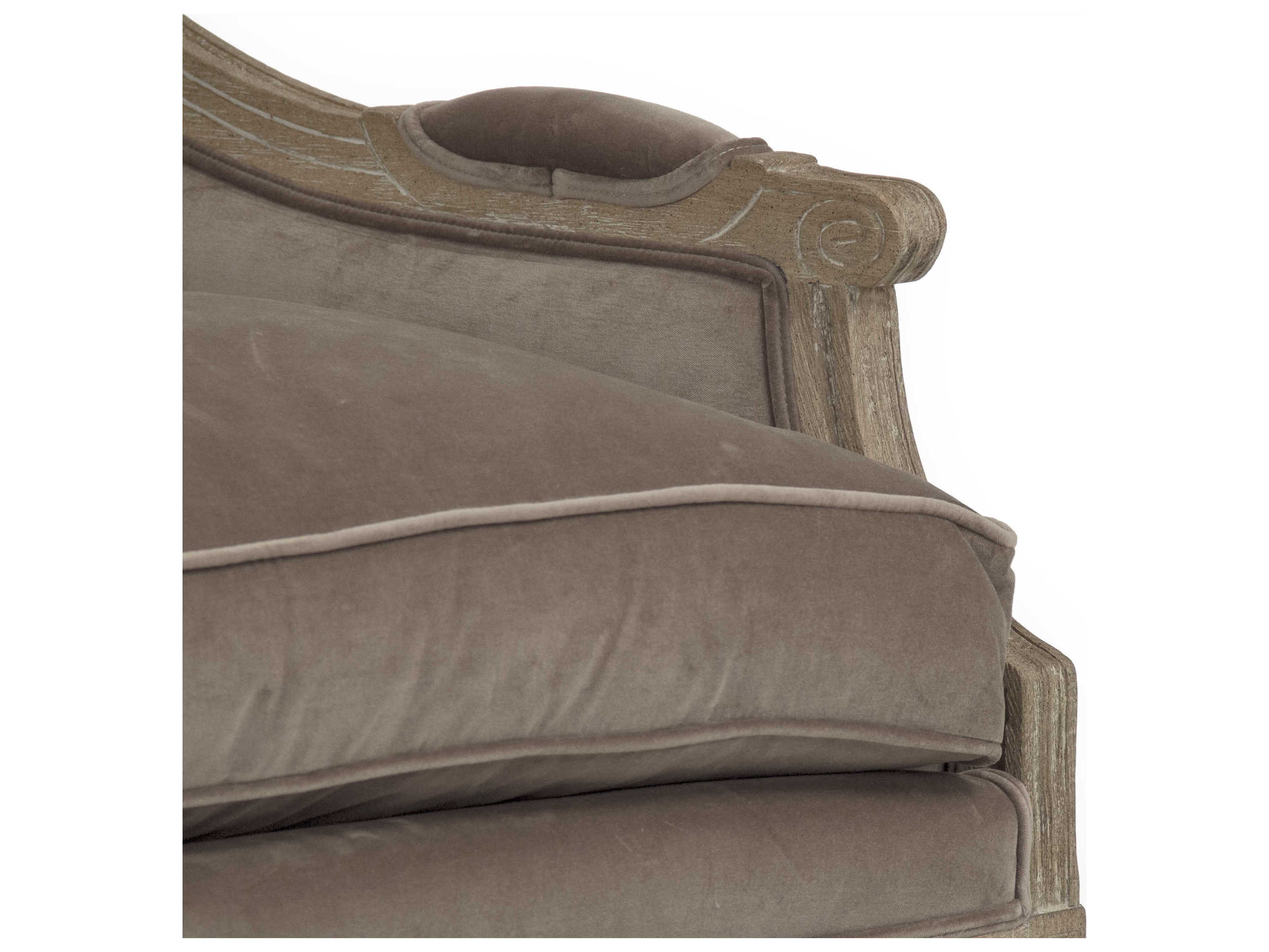 Zentique Louis Brown Velvet Upholstered Loveseat