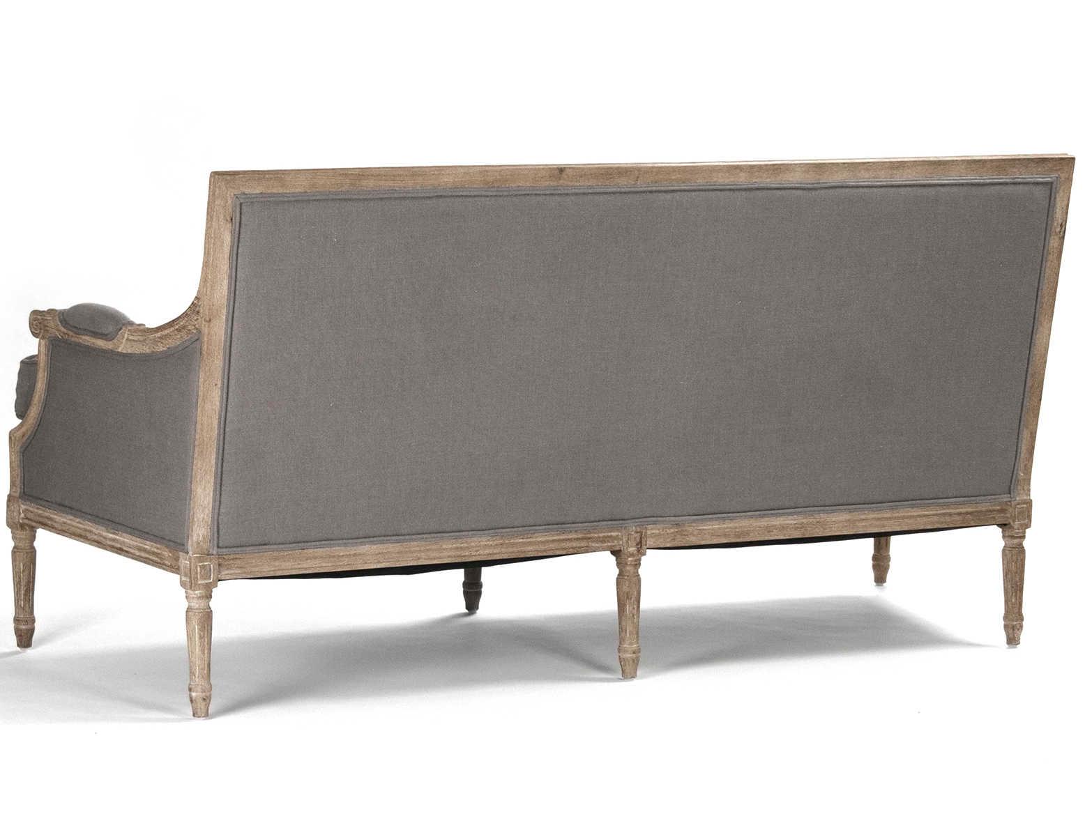 Zentique Louis Tufted Natural Linen Gray Upholstered Loveseat