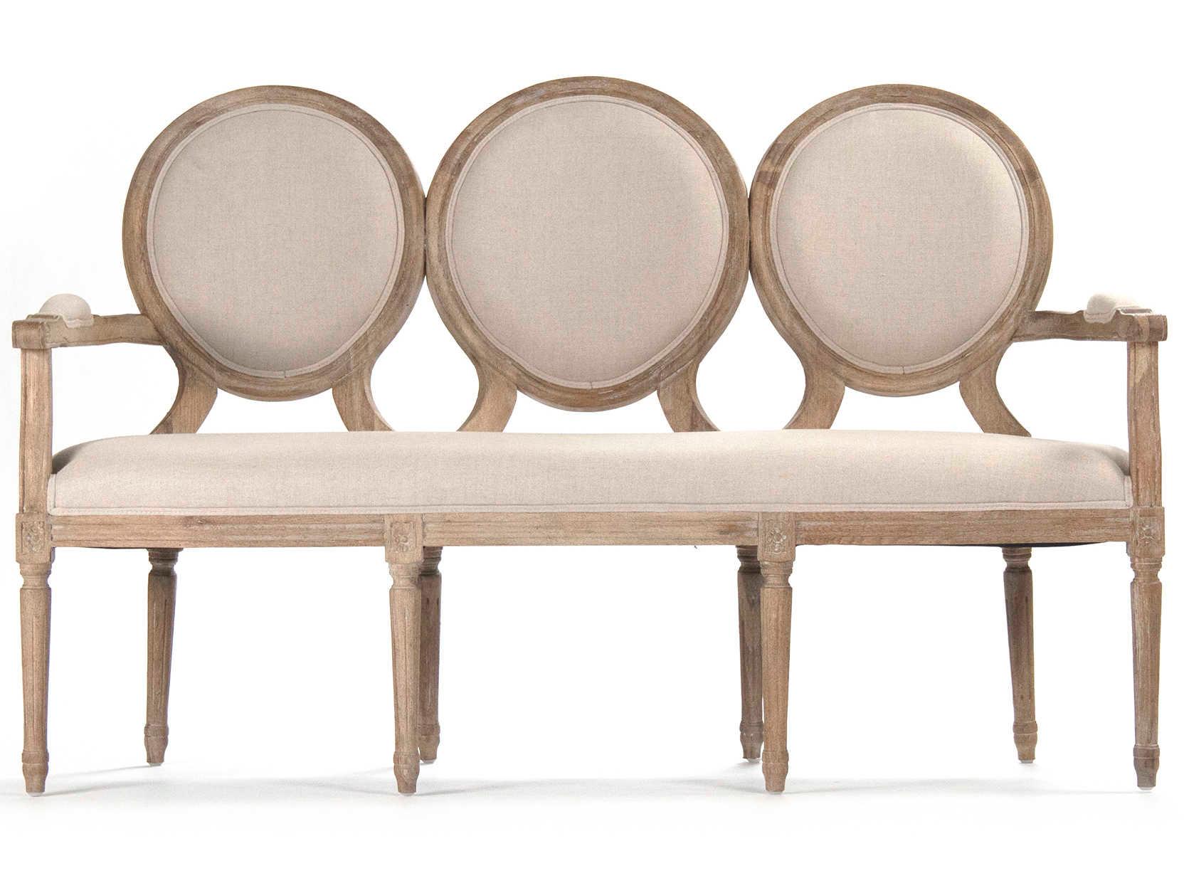 Zentique Medallion Natural Linen Beige Upholstered Loveseat