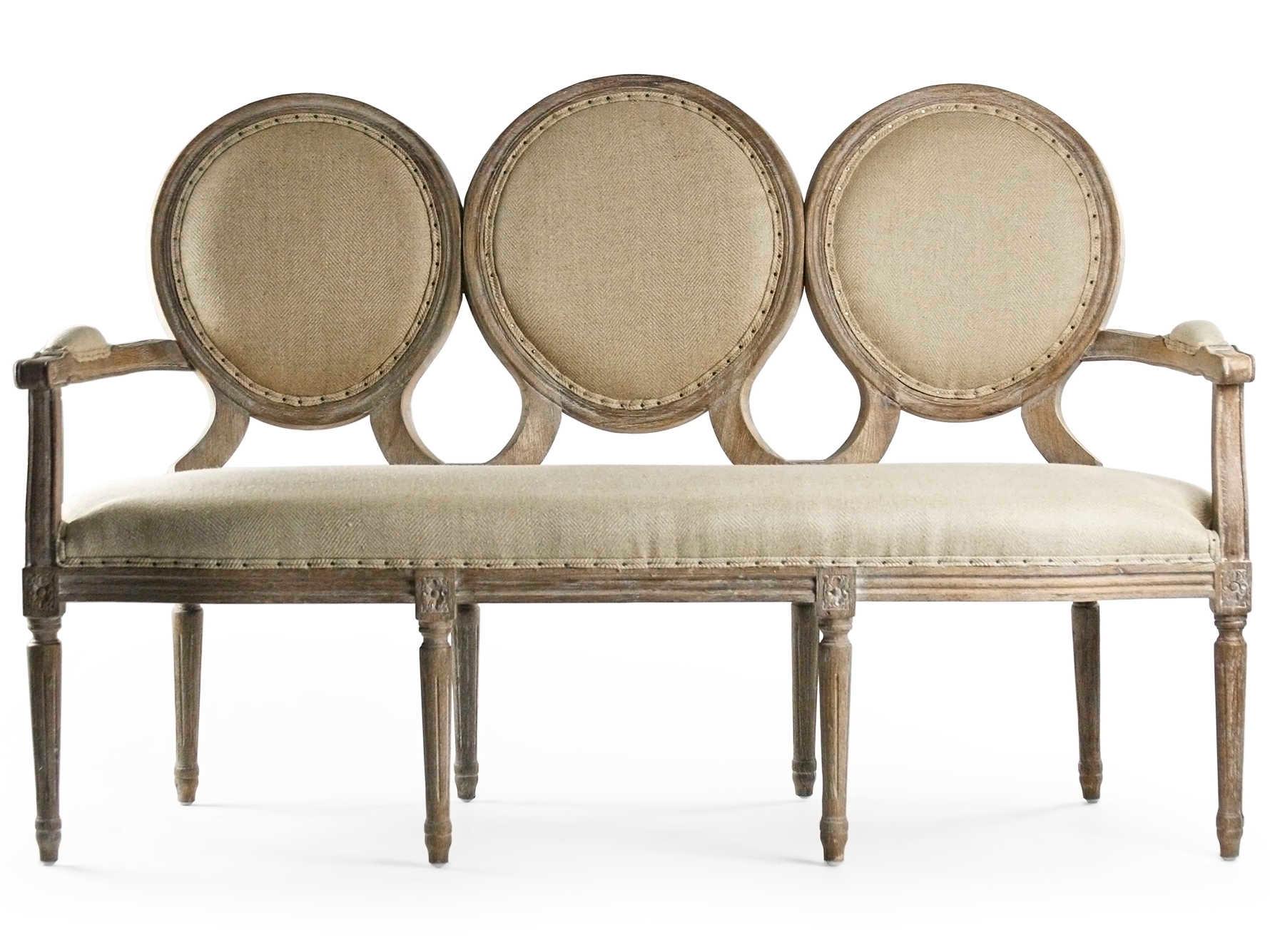 Zentique Medallion Hemp Linen Gray Upholstered Loveseat