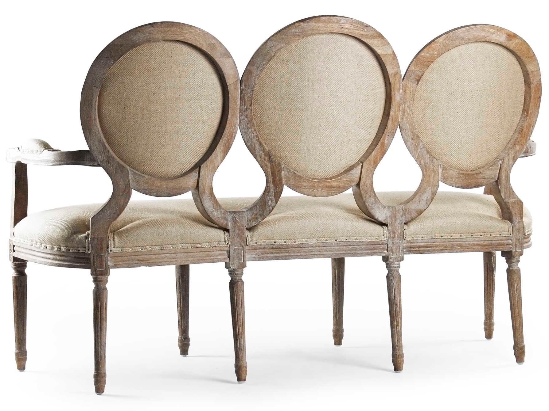 Zentique Medallion Hemp Linen Gray Upholstered Loveseat