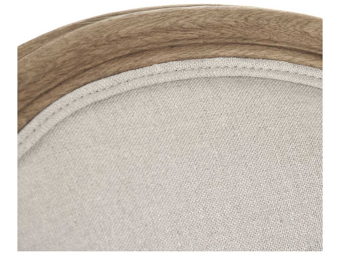 Zentique Medallion Oak Wood Beige Upholstered Arm Dining Chair