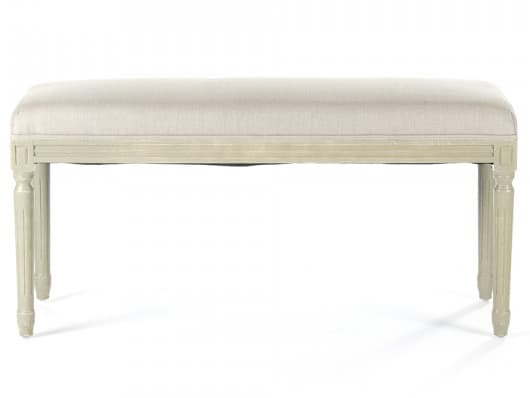 Zentique Lille Natural Linen White Upholstered Accent Bench