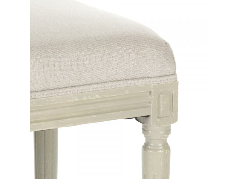 Zentique Lille Natural Linen White Upholstered Accent Bench
