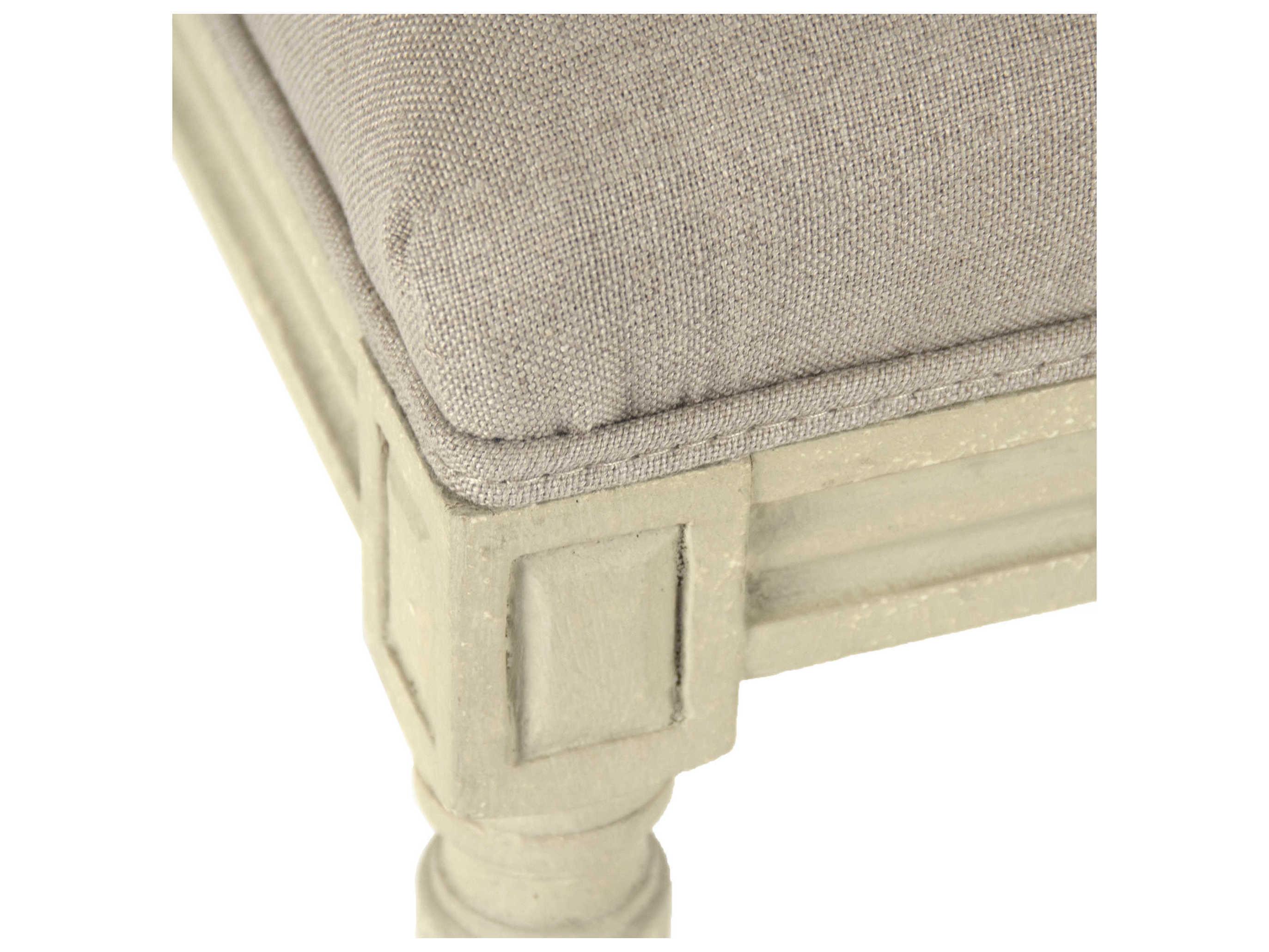 Zentique Lille Natural Linen Gray Upholstered Accent Bench