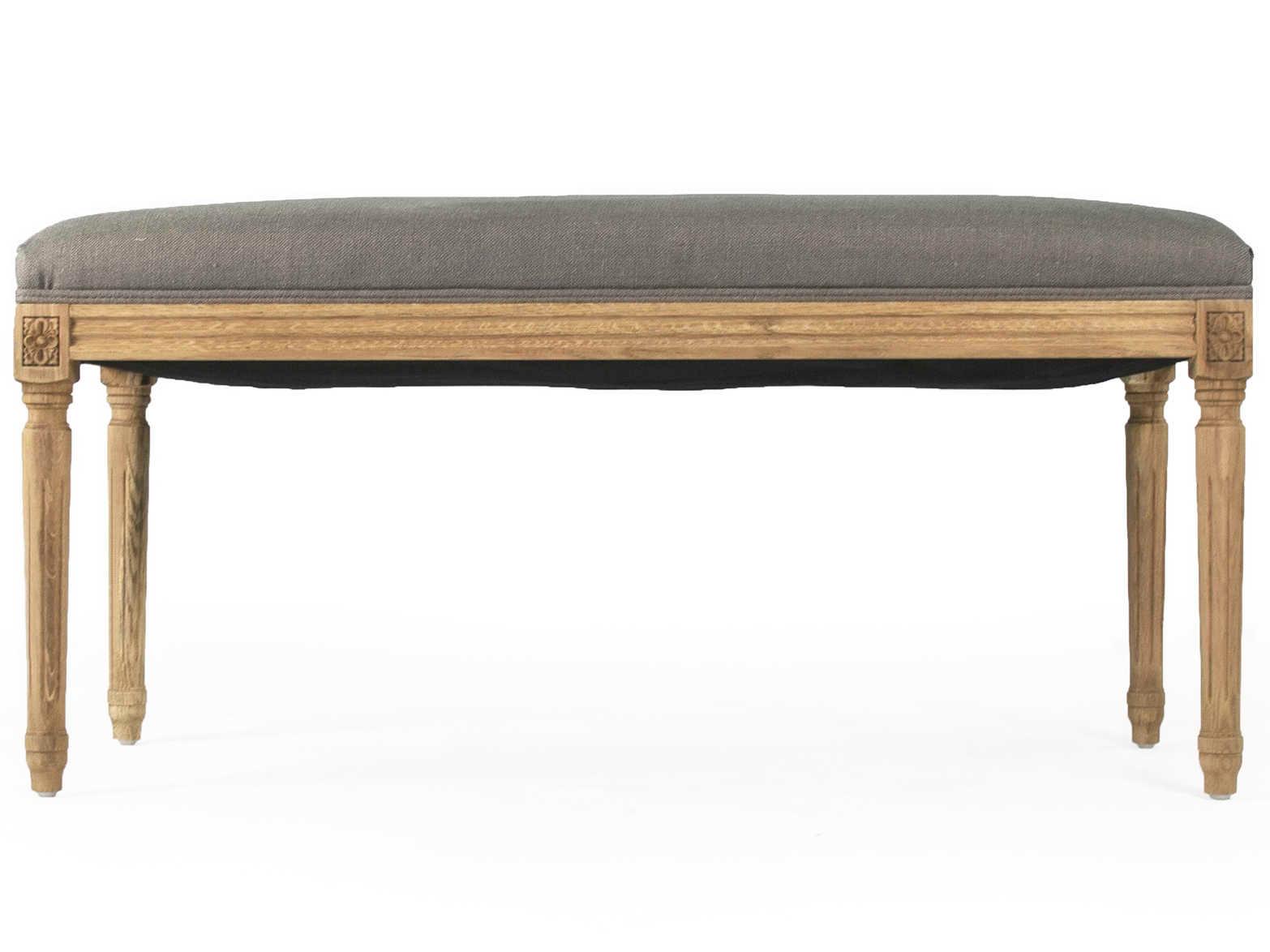 Zentique Lille Grey Linen Upholstered Accent Bench