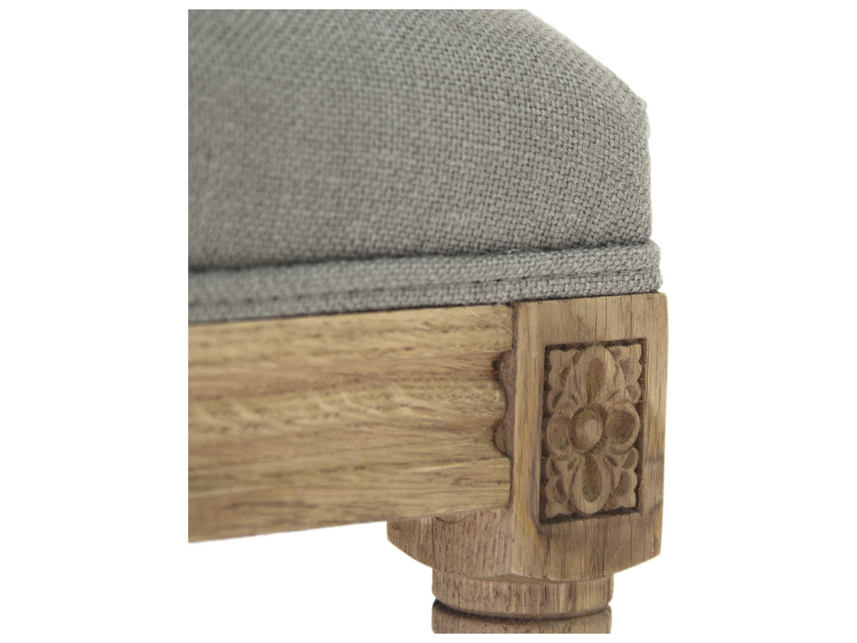 Zentique Lille Grey Linen Upholstered Accent Bench