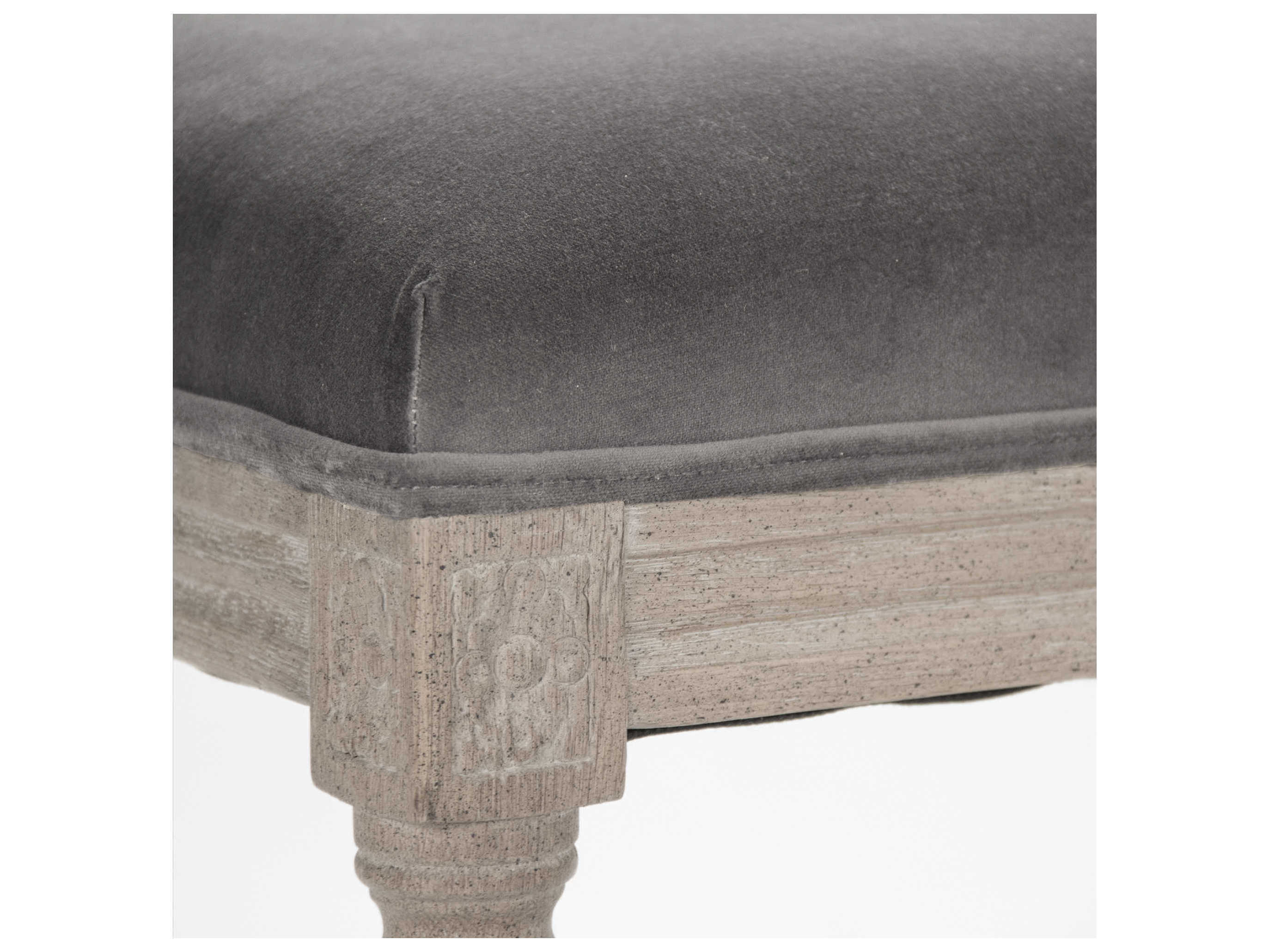Zentique Lille Grey Velvet Upholstered Accent Bench