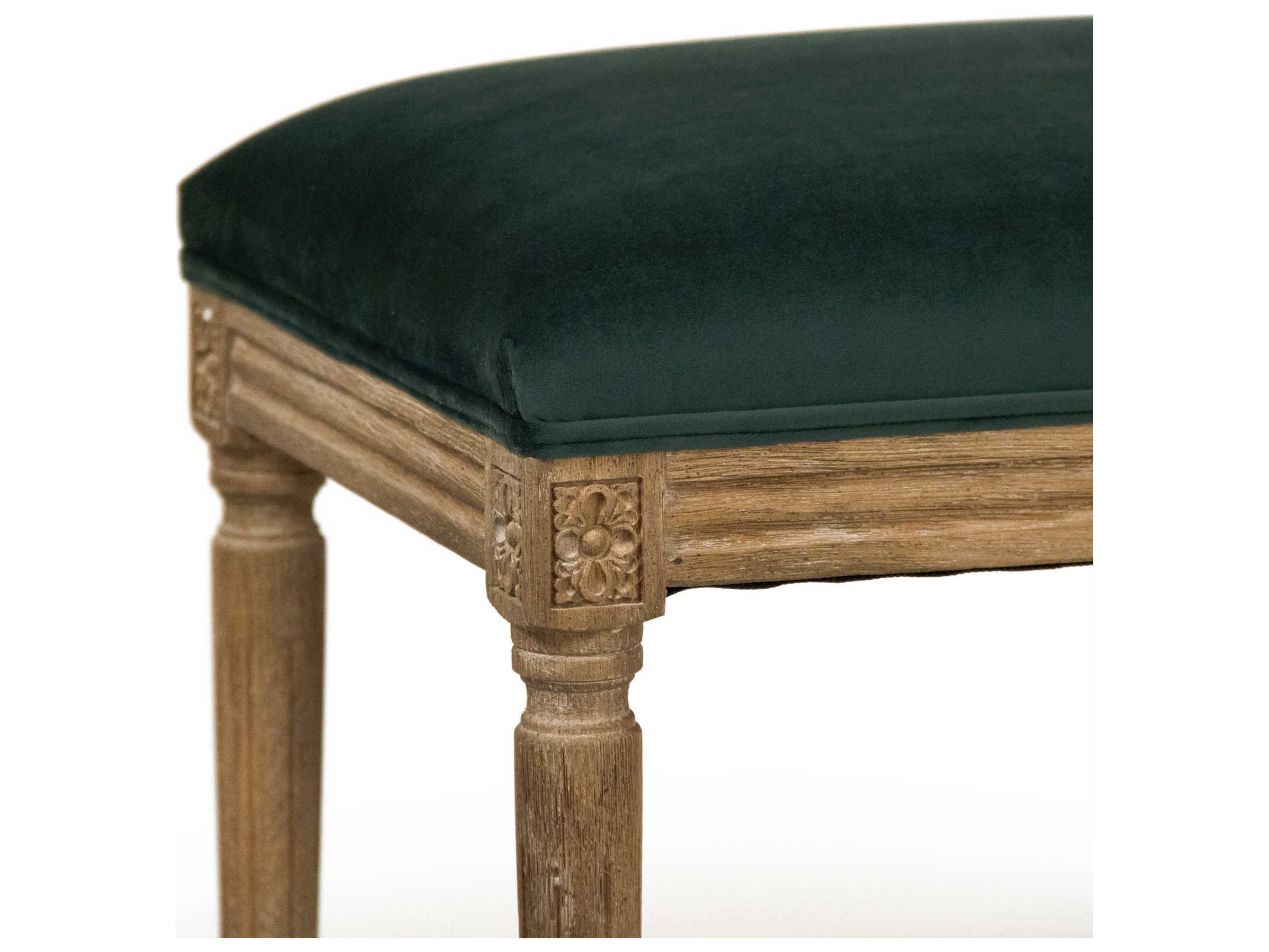 Zentique Lille Green Velvet Upholstered Accent Bench