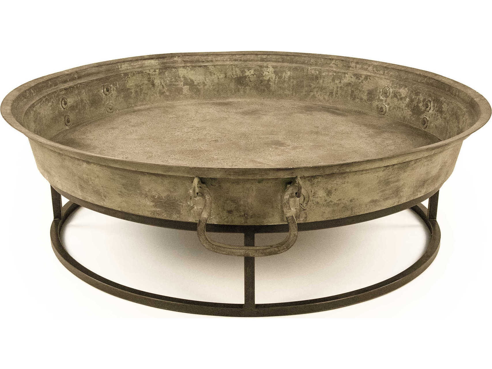 Zentique Round Metal Distressed Rustic Bronze Coffee Table