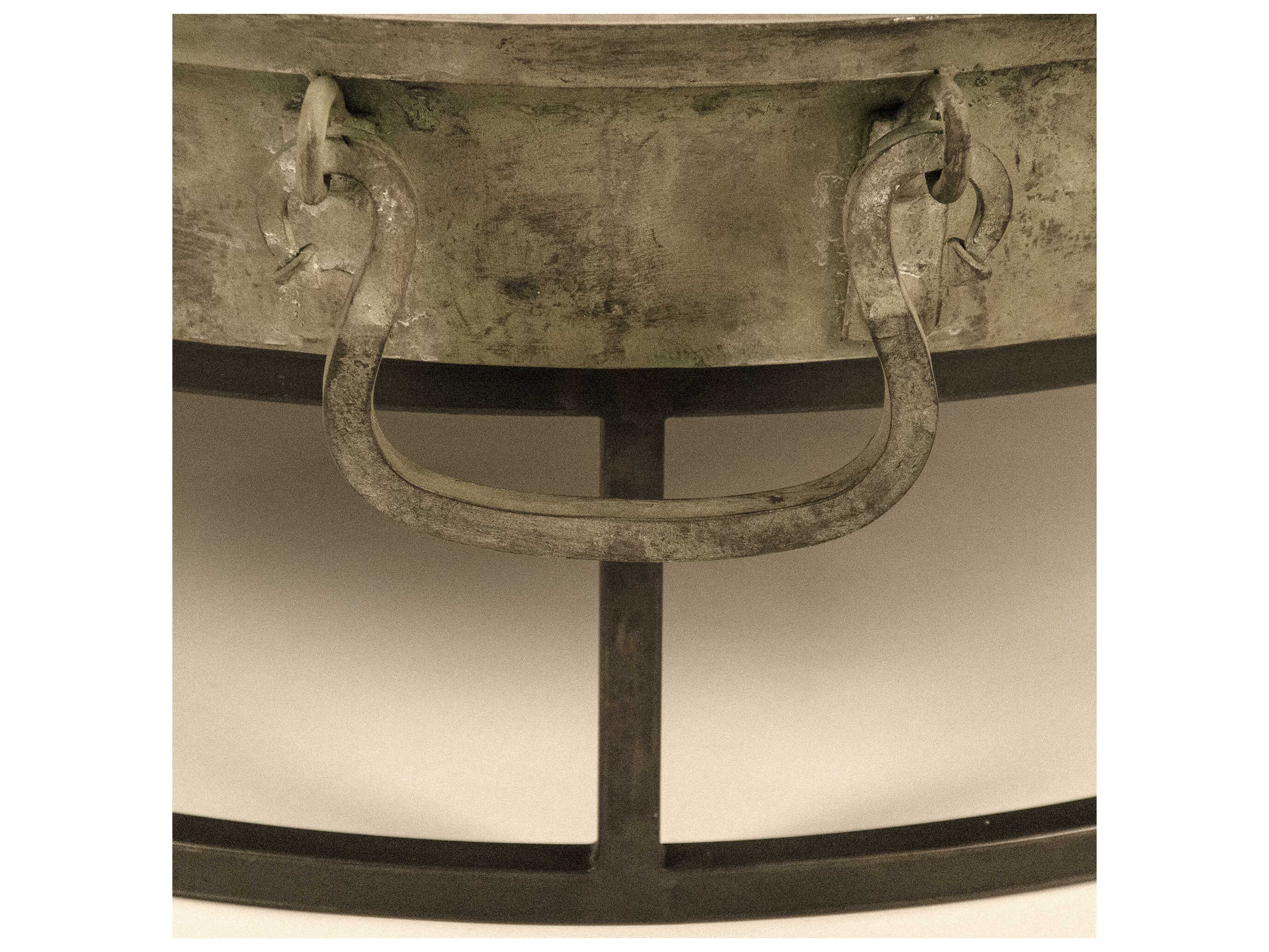 Zentique Round Metal Distressed Rustic Bronze Coffee Table