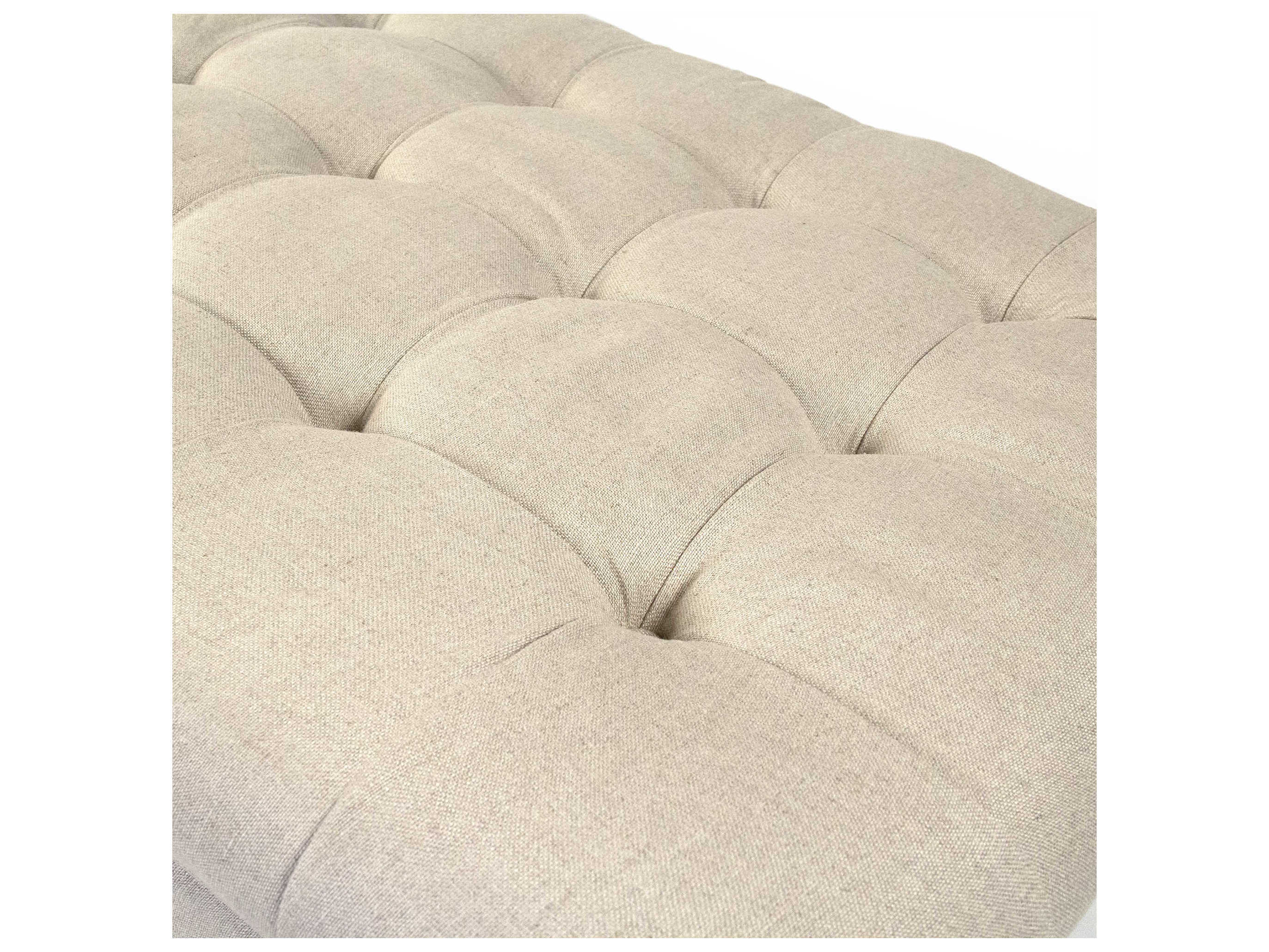 Zentique Maison Natural Linen Cream Upholstered Tufted Ottoman