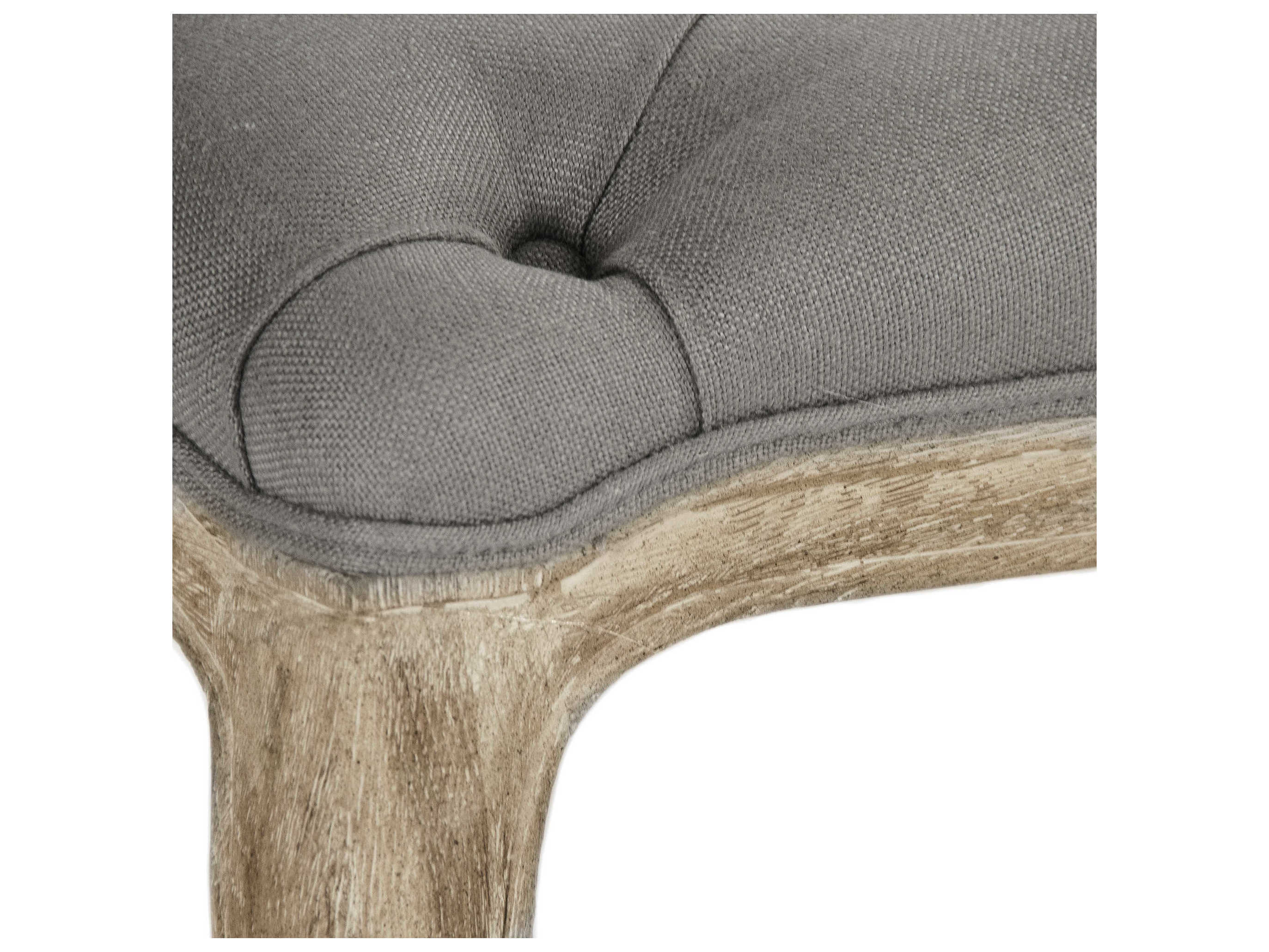 Zentique Maison Grey Linen Upholstered Tufted Ottoman
