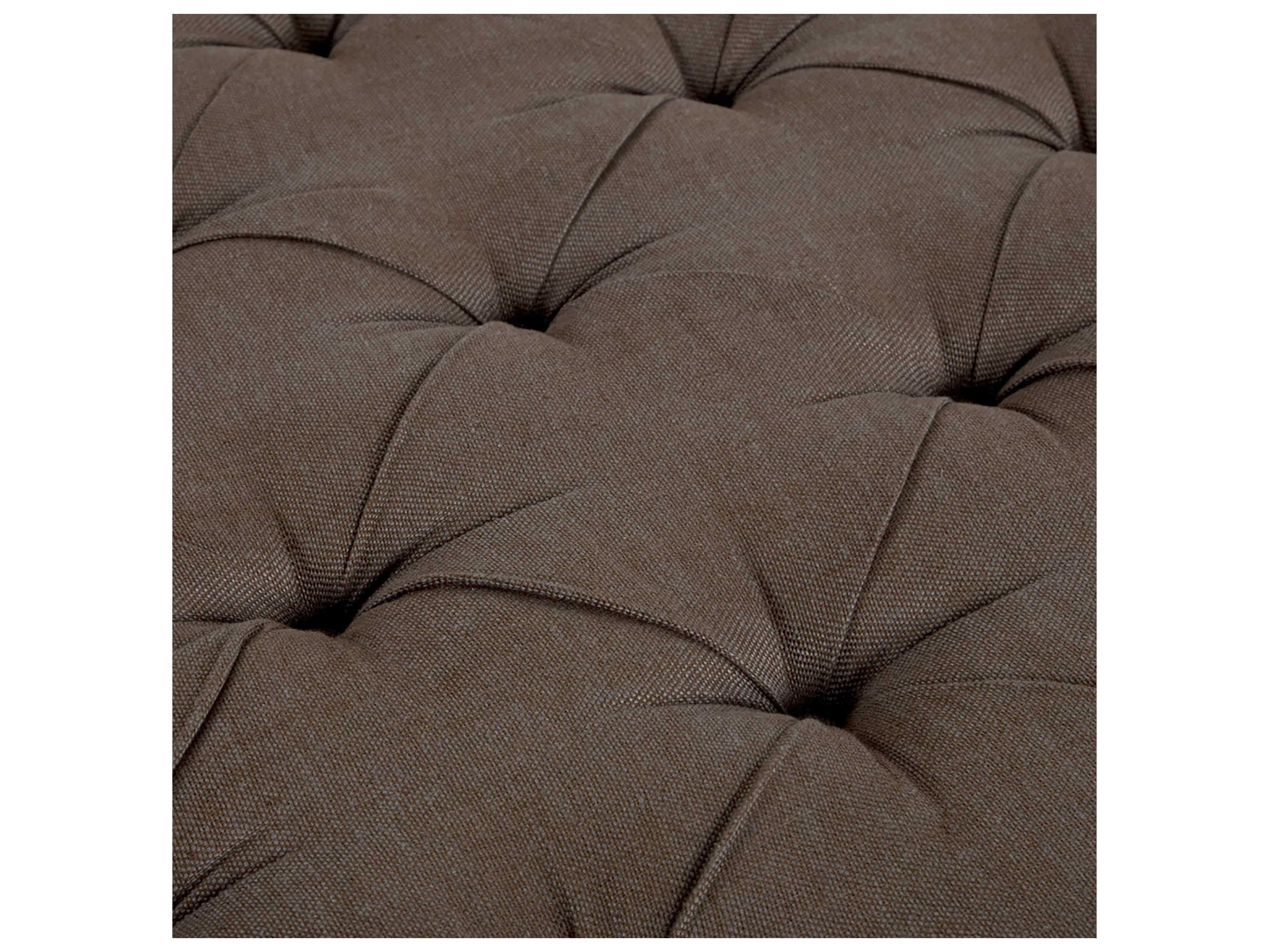Zentique Maison Aubergine Linen Brown Upholstered Tufted Ottoman