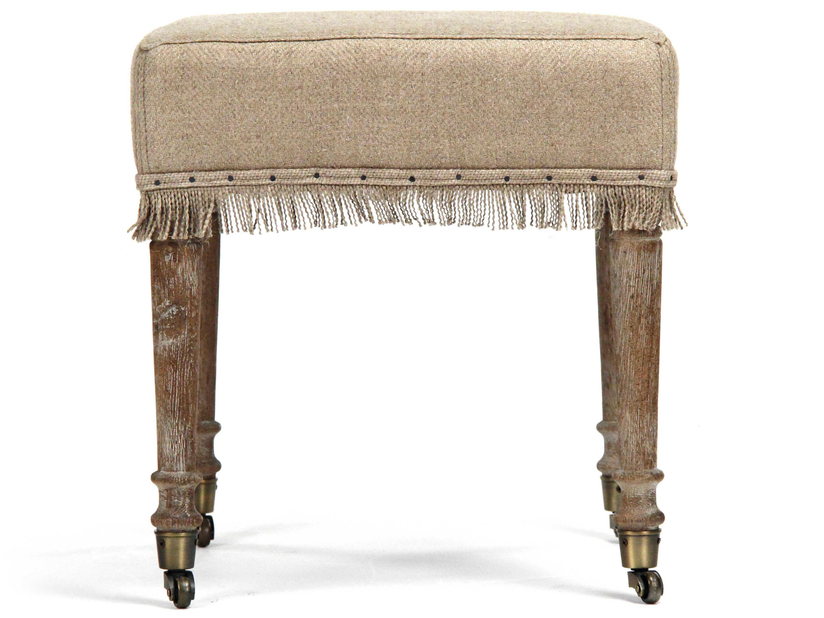 Zentique Hemp Linen Cream Upholstered Accent Bench