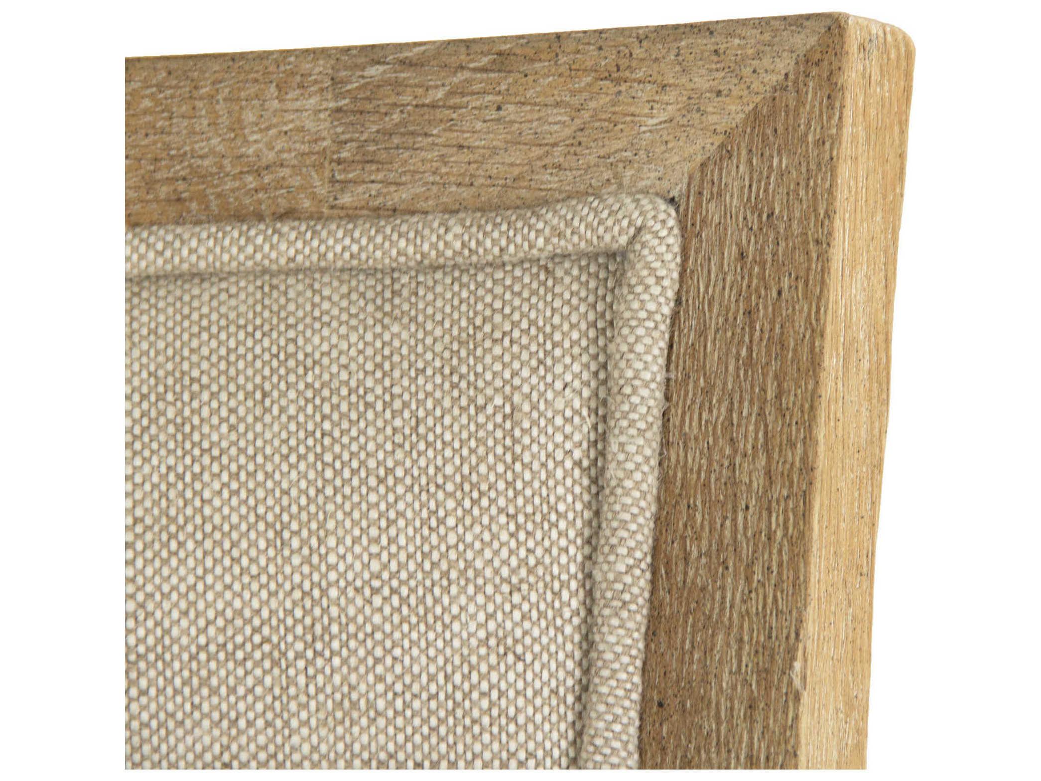 Zentique Carvell Upholstered Oak Wood Natural Cream Linen Counter Stool
