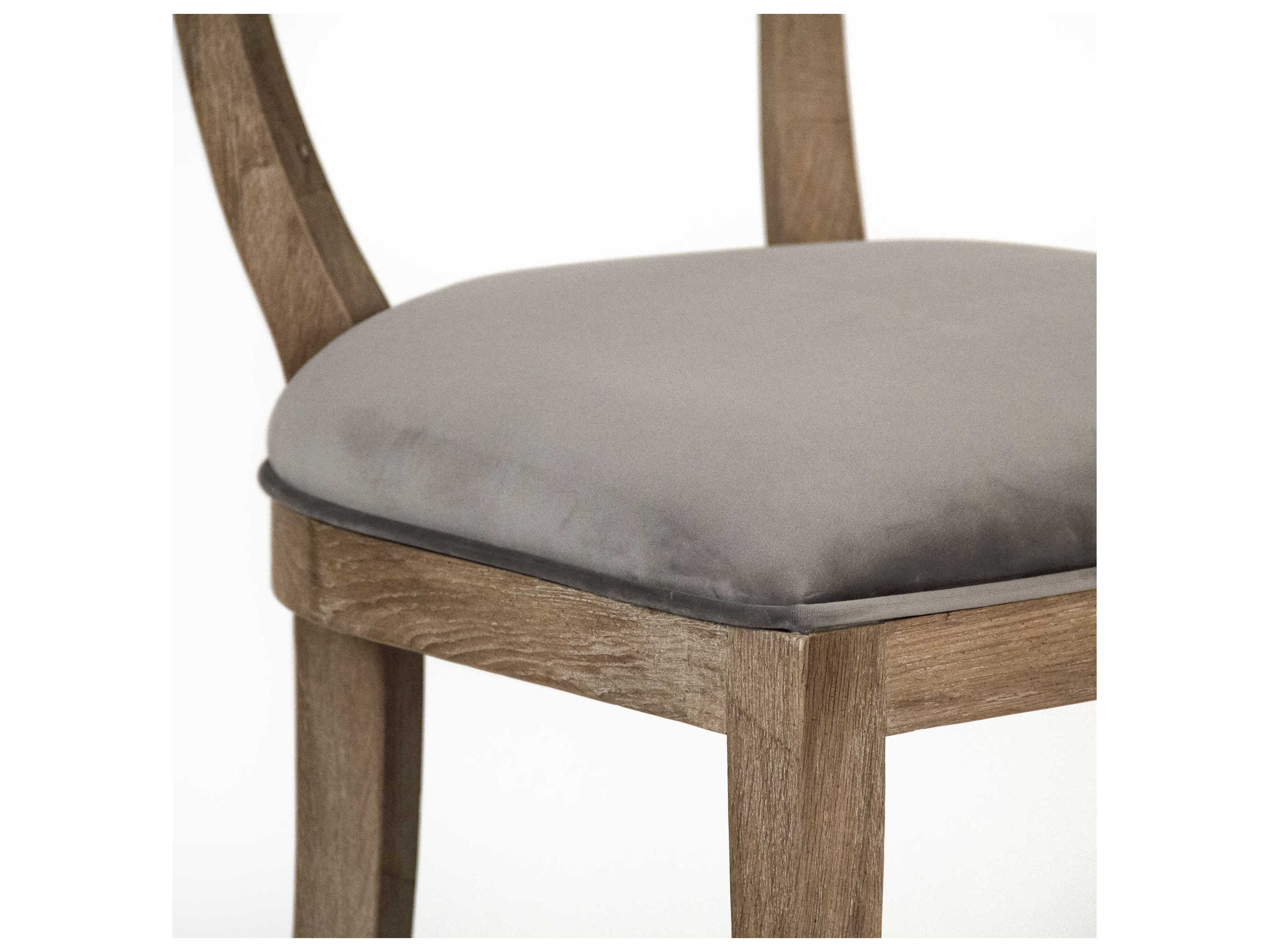 Zentique Carvell Upholstered Oak Wood Grey Velvet Counter Stool